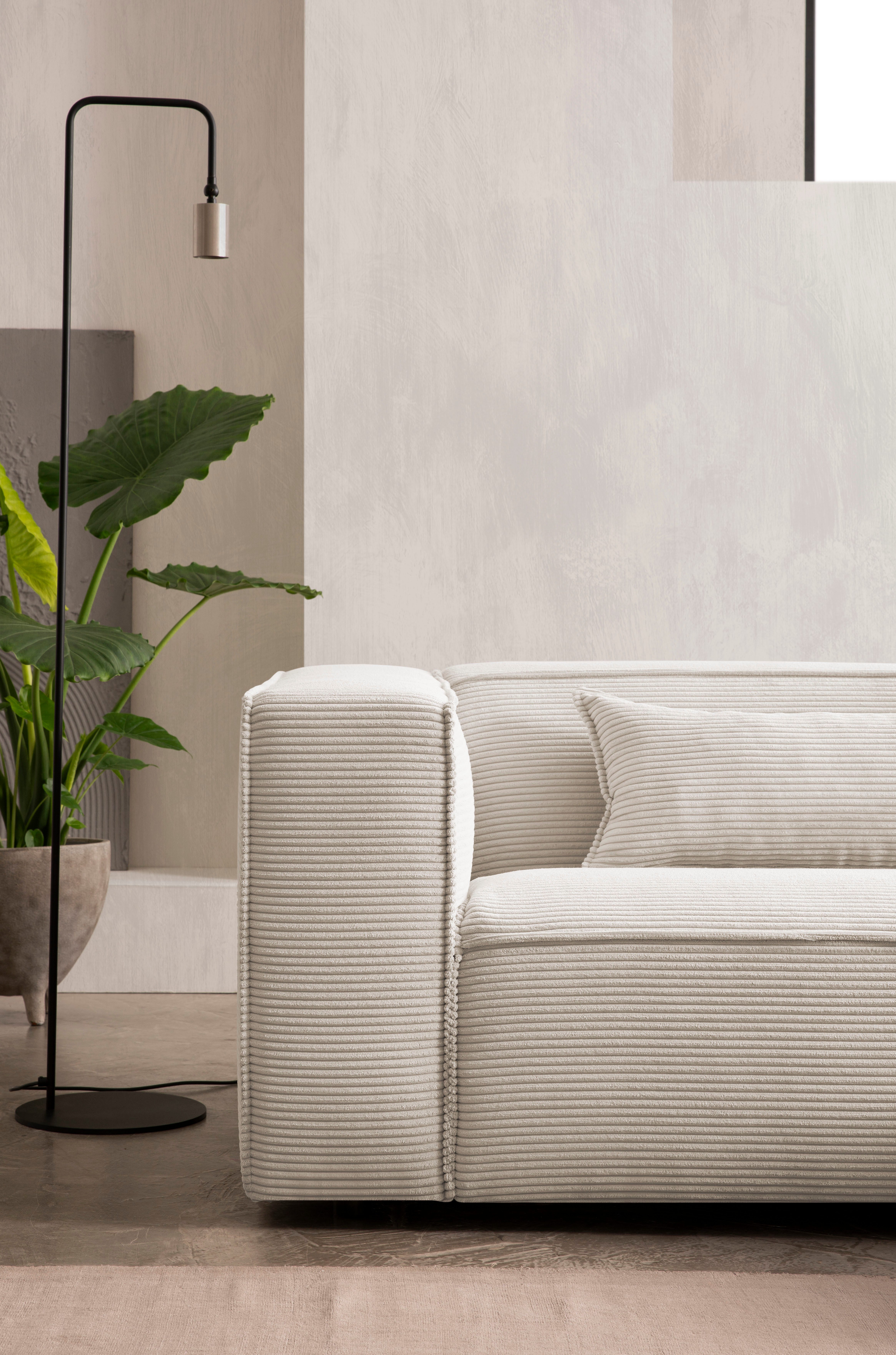 LeGer Home by Lena Gercke Hoekbank PIARA met biesnaad in cord of linnenlook, moderne bank in L-vorm keuze ottomaan rechts/links, zwarte voeten, comfortabel zitcomfort