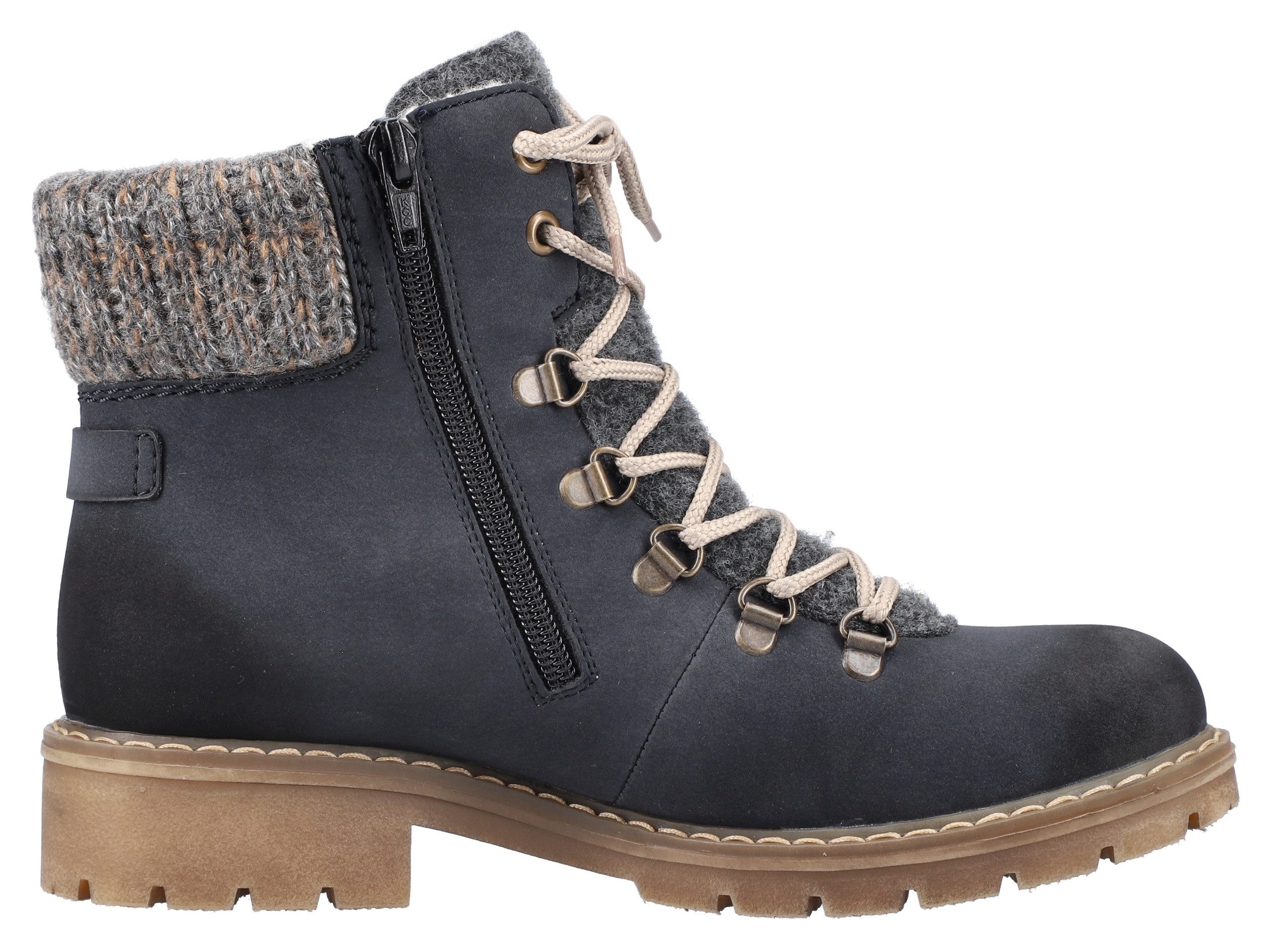 Rieker Winterlaarsjes winterlaarzen, veterschoenen met gebreide rand en rieker-tex