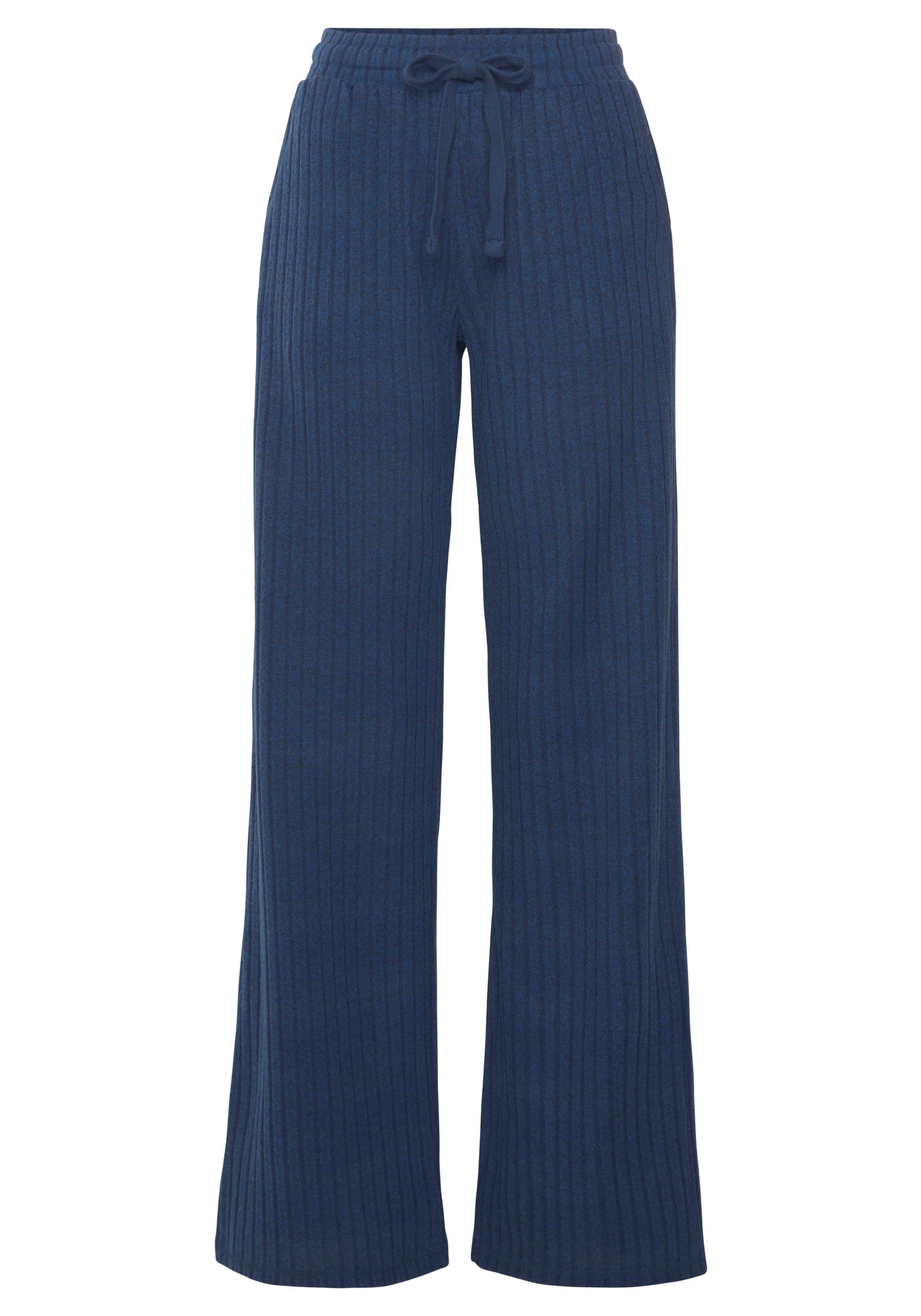 Lascana Homewearbroek -Loungebroek -lounge-/brei broek met wijde pijpen en zijzakken, loungewear (1-delig)