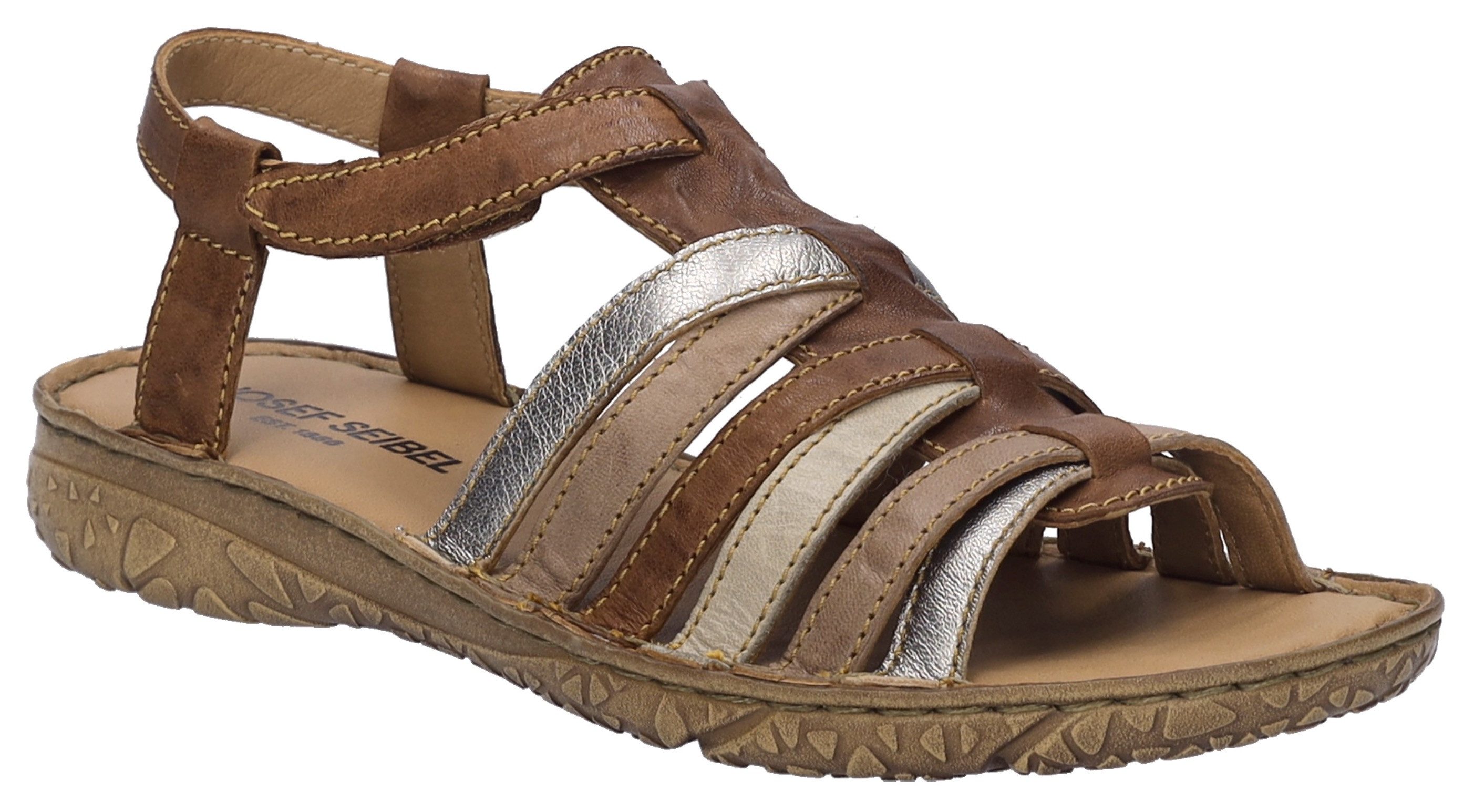 Josef Seibel Sandalen Ivy 02 , bandjessandaal, comfortabele schoen met leren voering dames sportieve sandalen maat 45 bruin