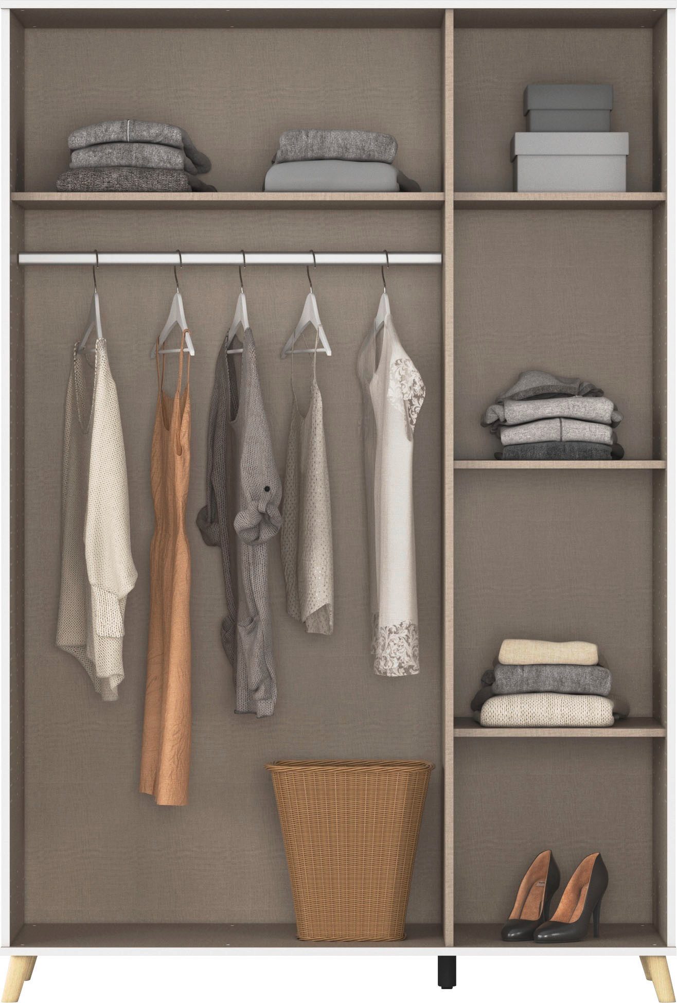 rauch Kledingkast Ottos Choice Skandi Kinderkamer Bestseller Slaapkamerkast FALUN in moderne scandi-look, poten/handgrepen eiken massief made in germany