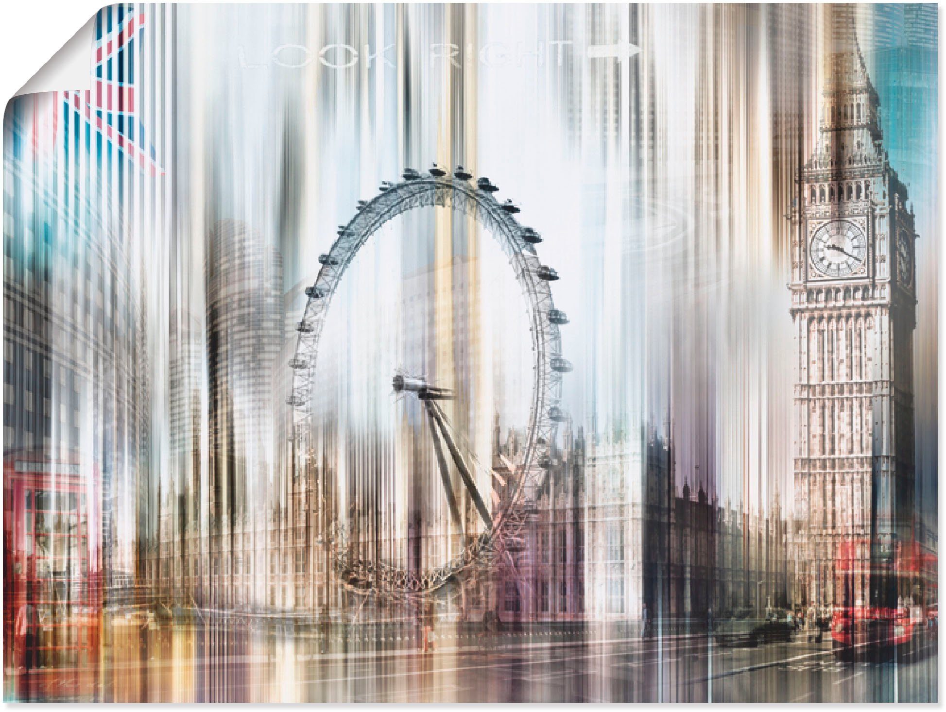 Artland Artprint Londen Skyline collage I in vele afmetingen & productsoorten -artprint op linnen, poster, muursticker / wandfolie ook geschikt voor de badkamer (1 stuk)