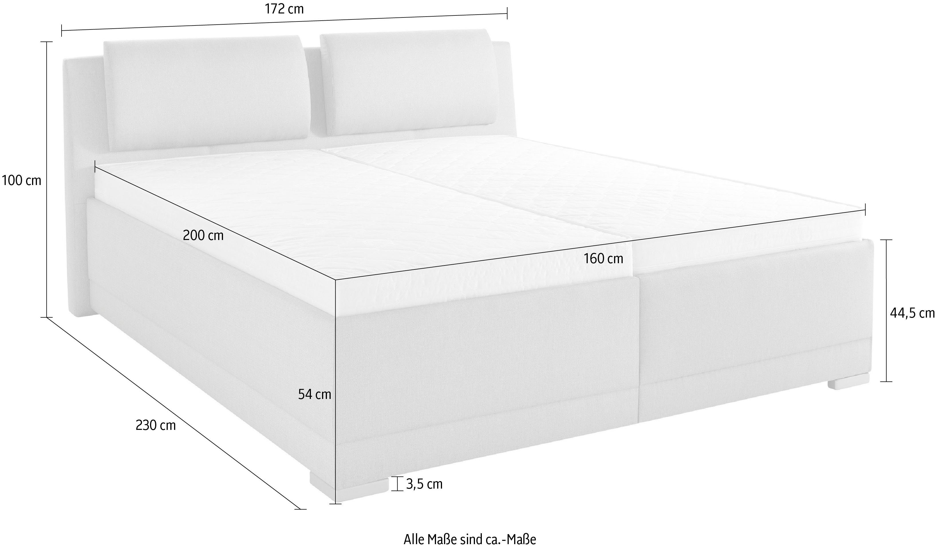Maintal Gestoffeerd bed Oderzo met bedkist, verstelbare hoofdsteun, matrassen in h2 of h3 ter keuze