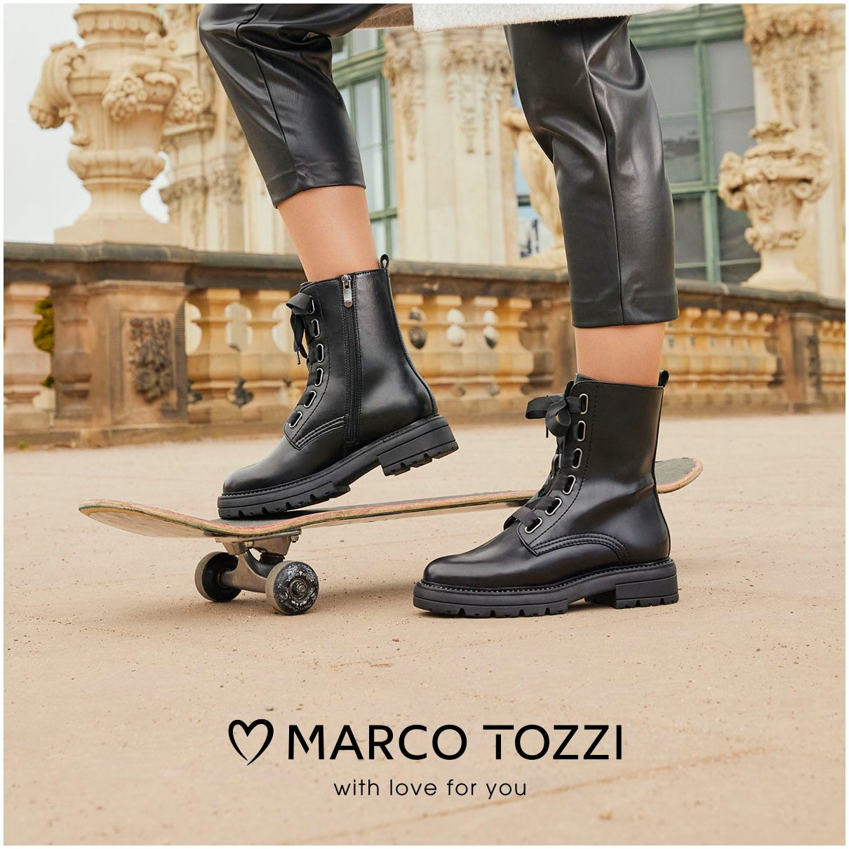 Marco Tozzi Veterschoenen BARTTI blokhak, veterschoen, enkellaars, laarzen met modieuze ogen