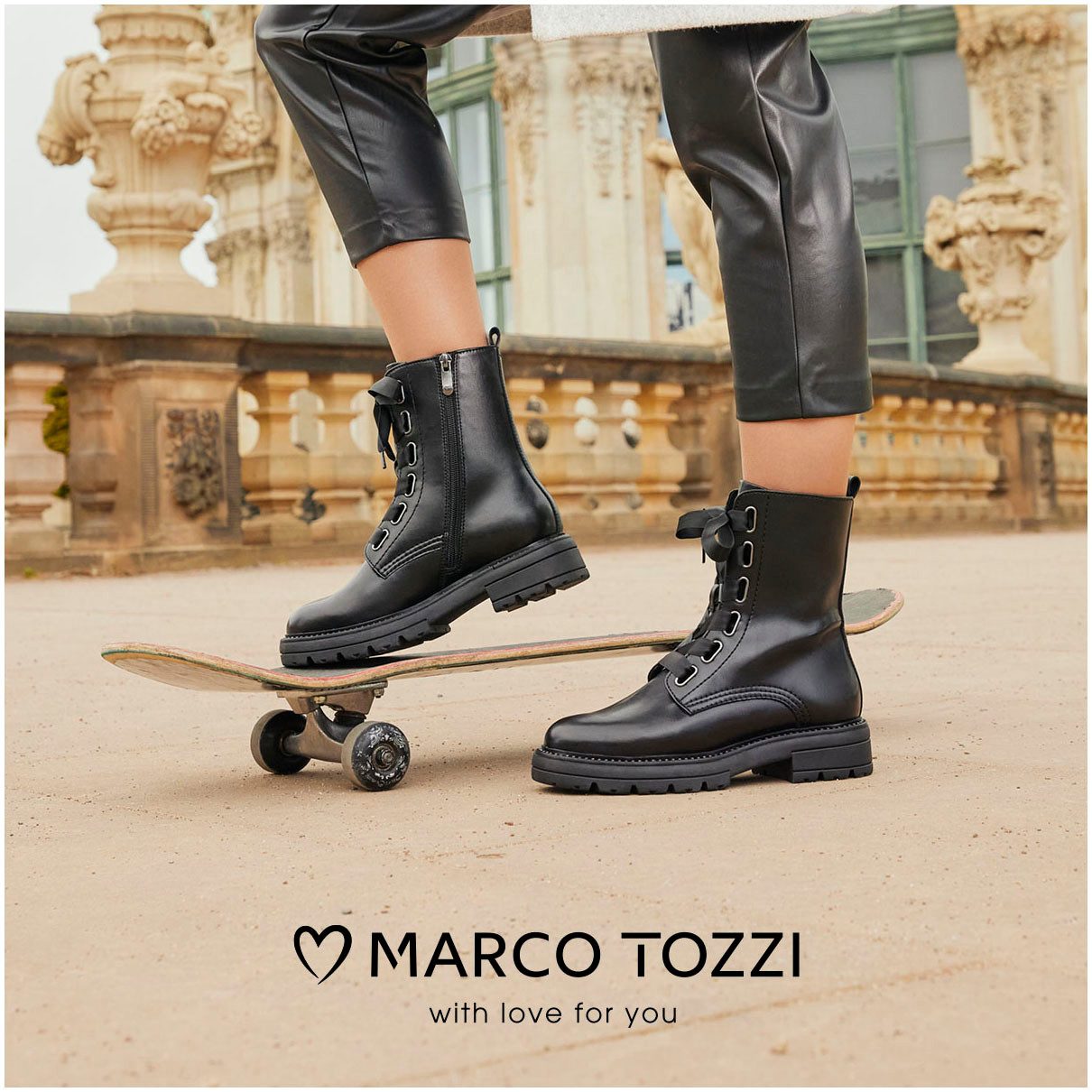 Marco Tozzi Veterschoenen BARTTI blokhak veterschoen enkellaars laarzen met modieuze ogen