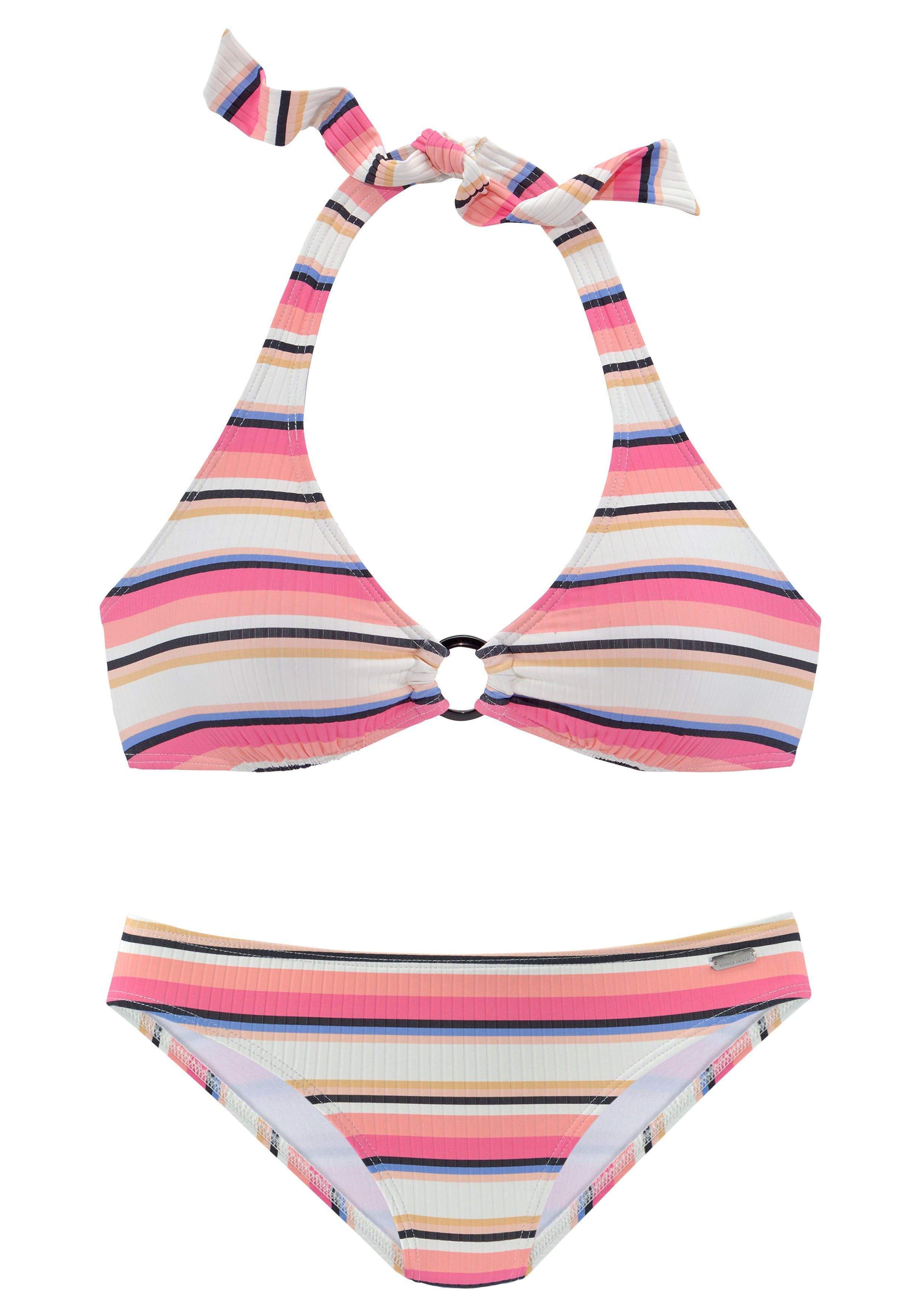Venice Beach Triangelbikini met gestructureerde stof en sierring