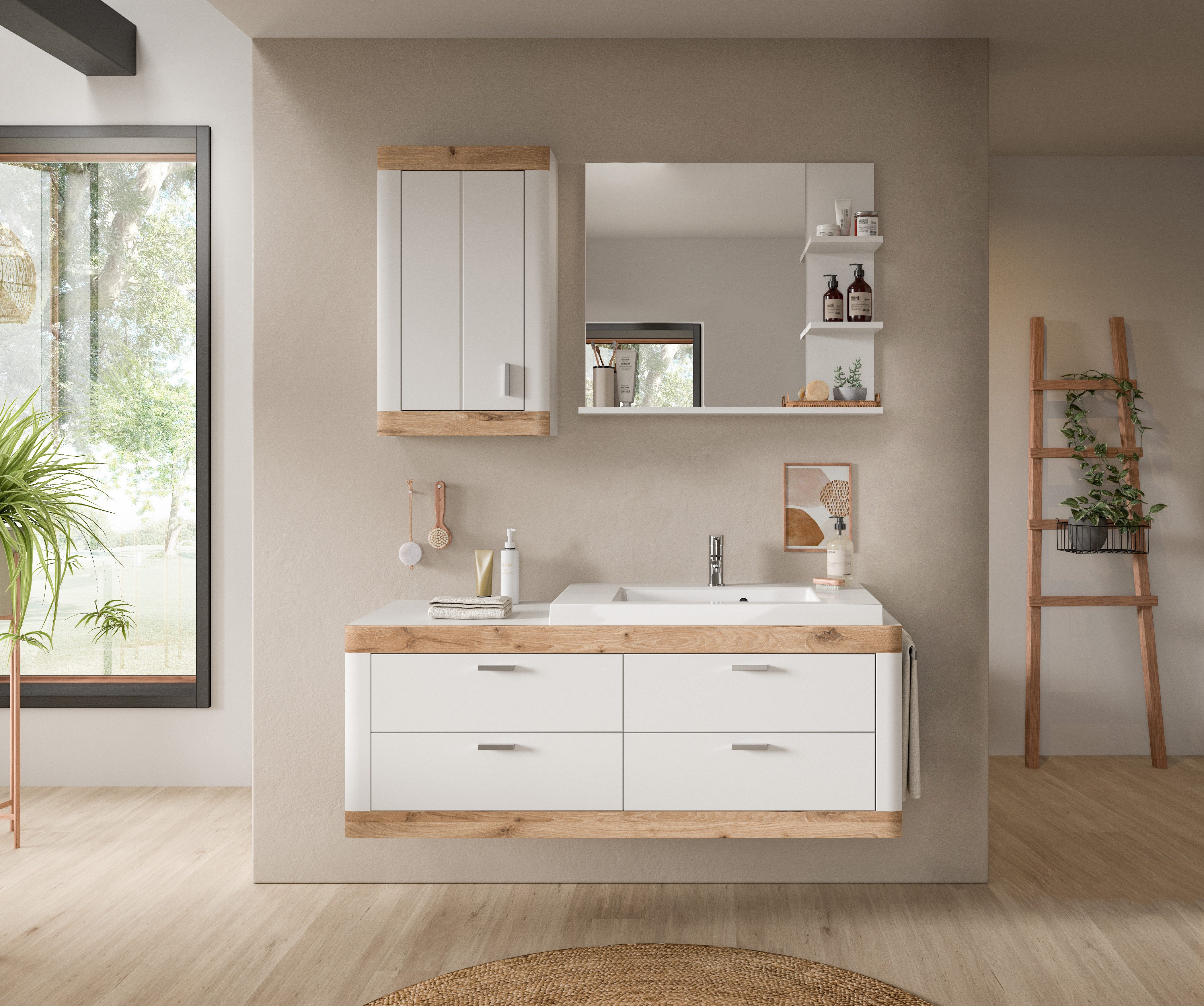 Home affaire Badkamerserie Landsby, 3-delig, inclusief mineralgiet wastafel, bestaande uit: (set, 3-delig)