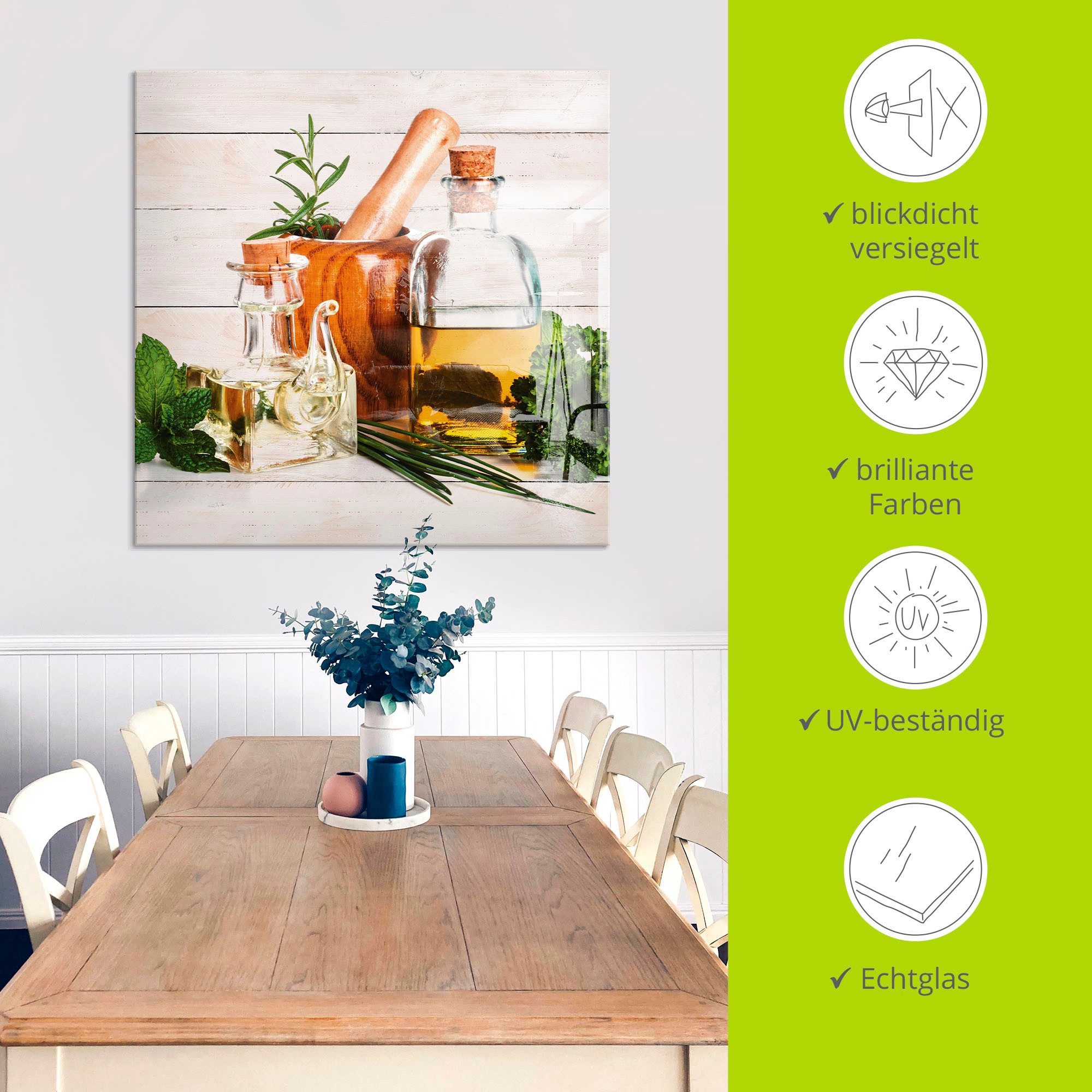 Artland Print op glas Olijfolie en kruiden - keuken