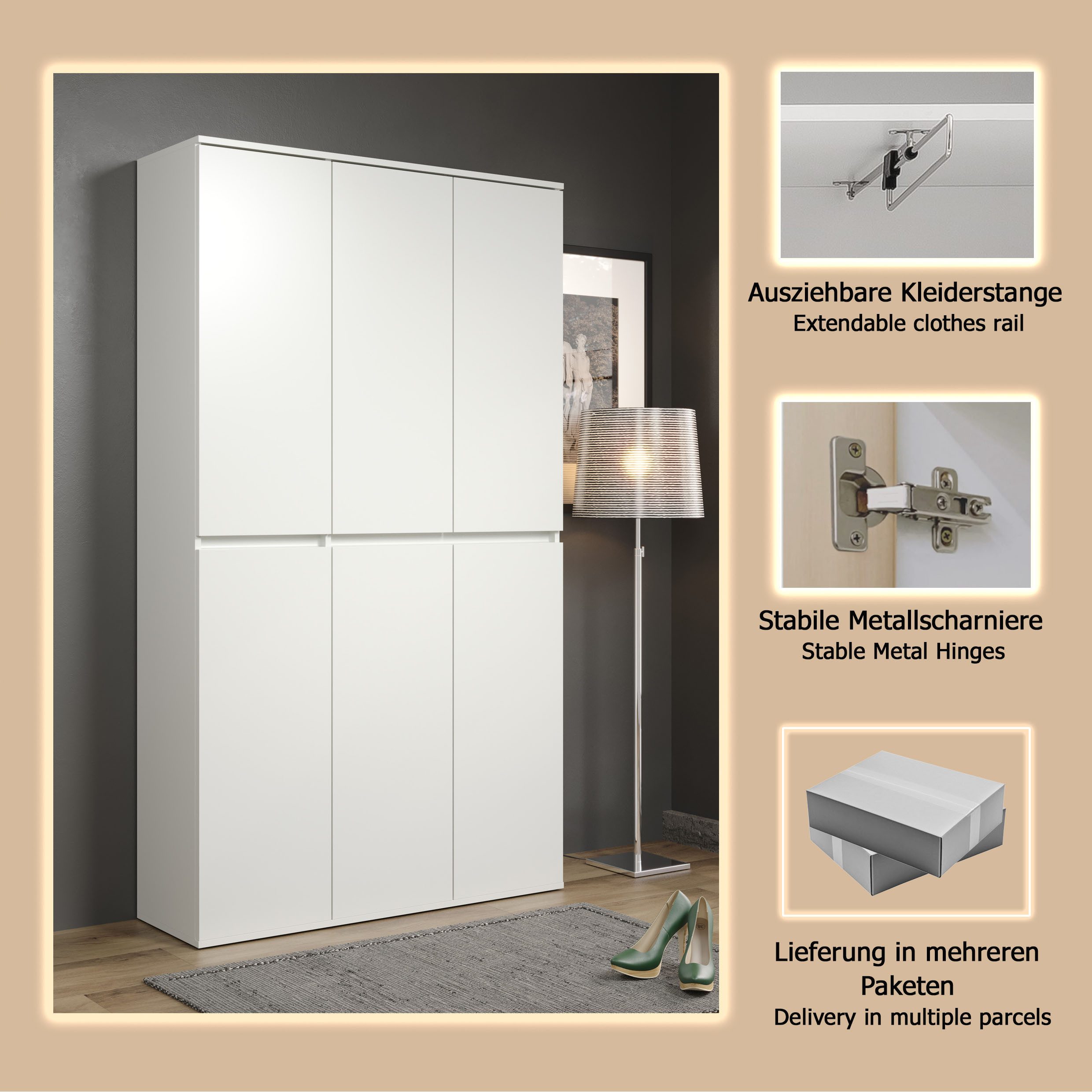 INOSIGN Halmeubelset NOVARA Multifunctionele kast, 2 enkele kasten: 1x breedte 37cm, 1x breedte 74 cm