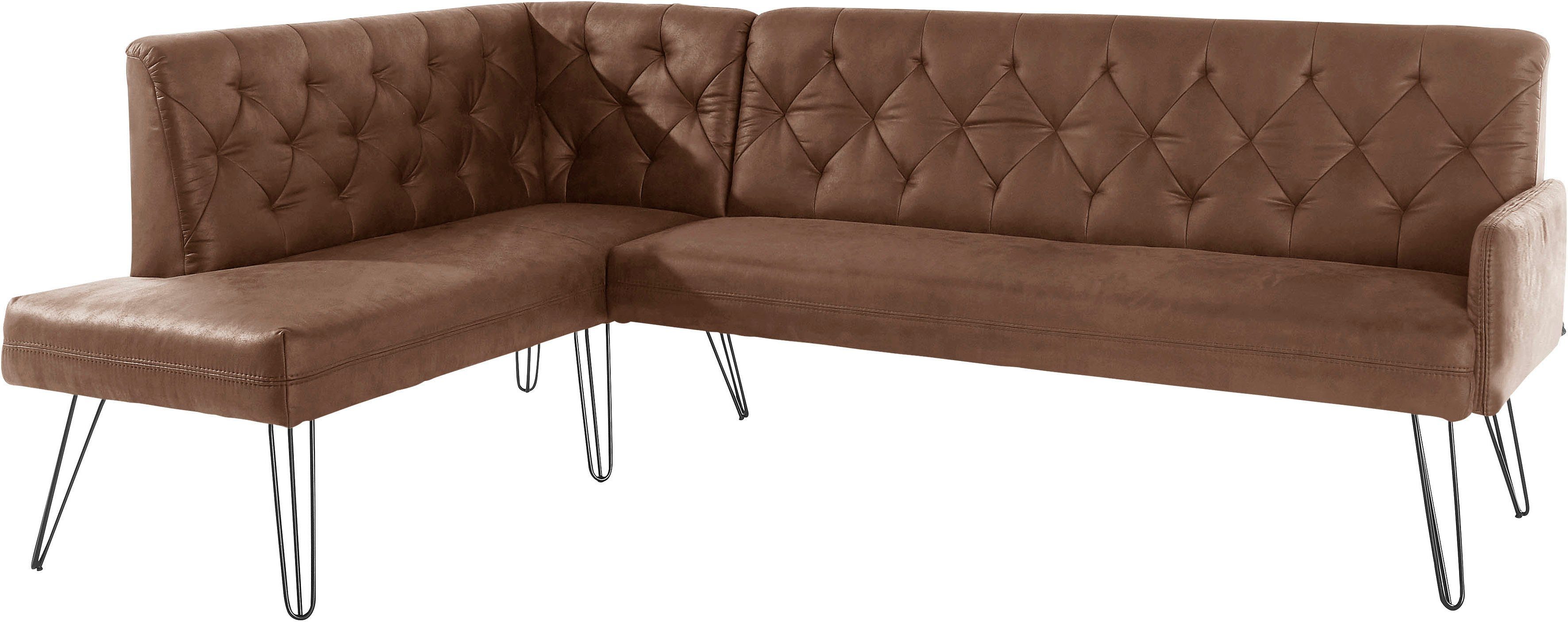 exxpo - sofa fashion Hoekbank Doppio, Chesterfield look, comfortabel en handig, hoge designvoeten