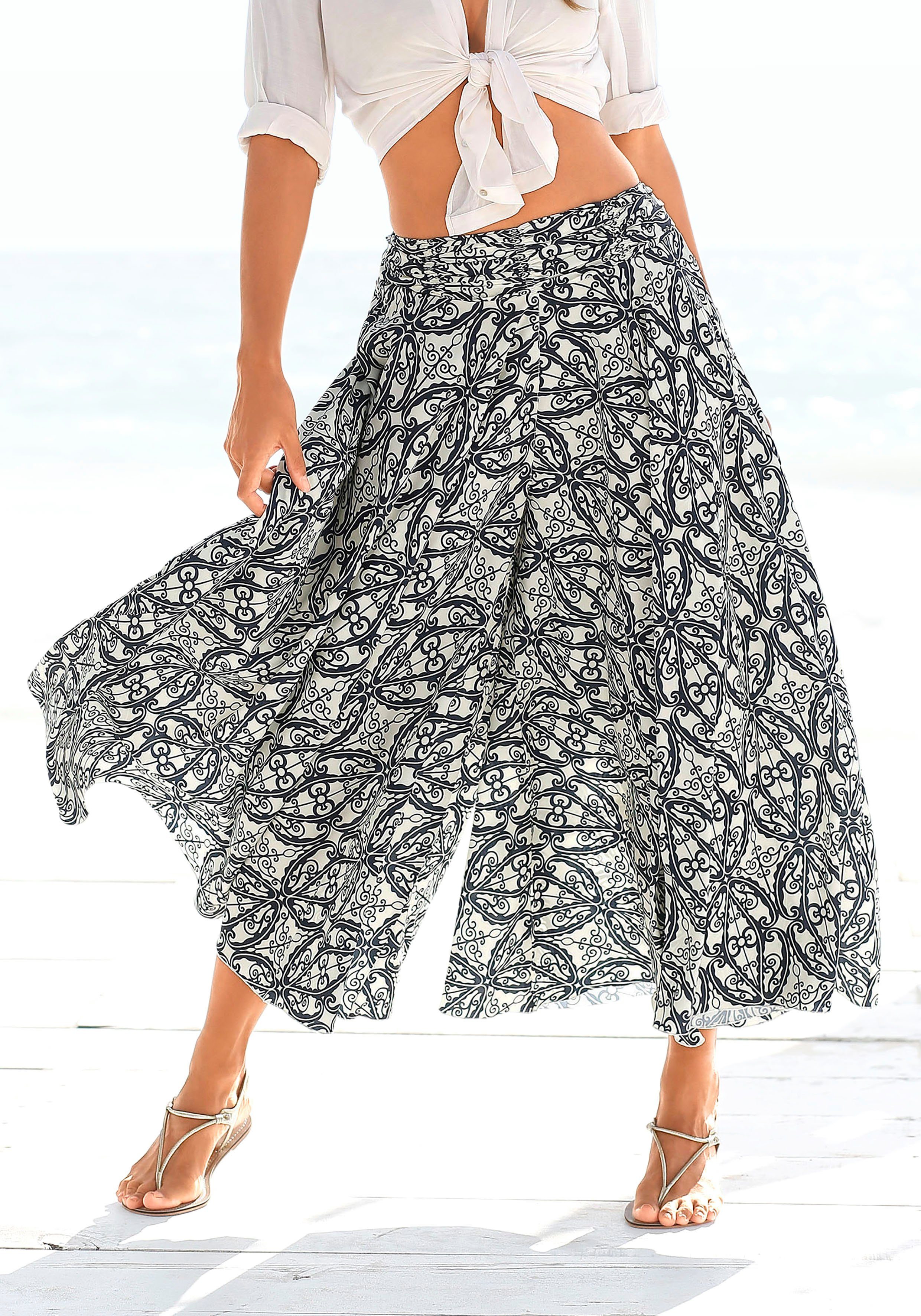 Lascana Broekrok met all-over print, culotte stijl, extra wijde pijpen