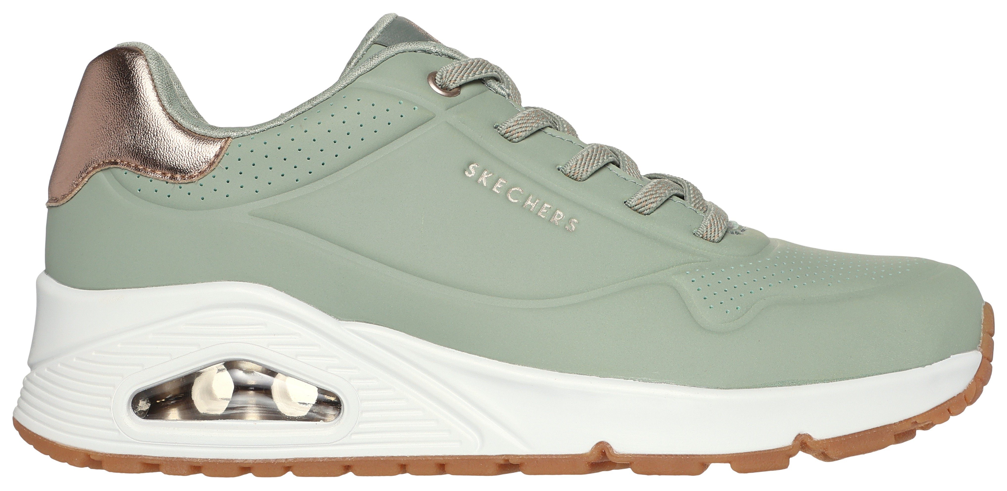 Skechers Slip-on sneakers UNO SHIMMER AWAY Slipper, vrijetijdsschoen, plateau sneaker met modieuze sleehak
