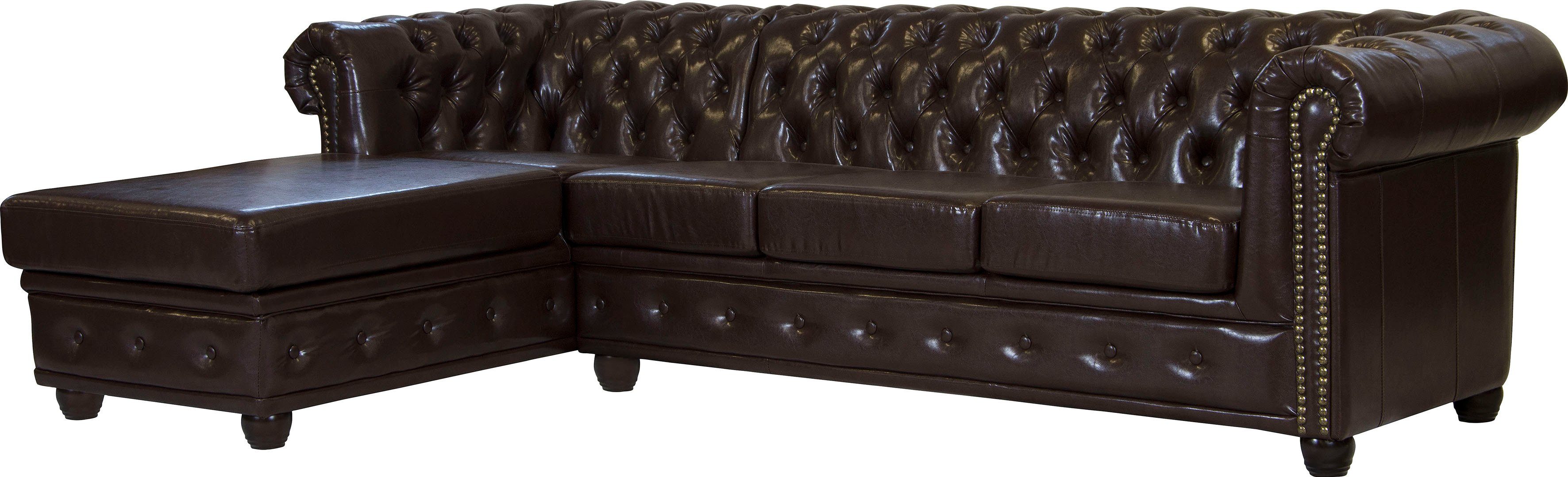 Home affaire Chesterfield-bank Rysum L-vorm Chesterfield-look met afsluitende ottomane