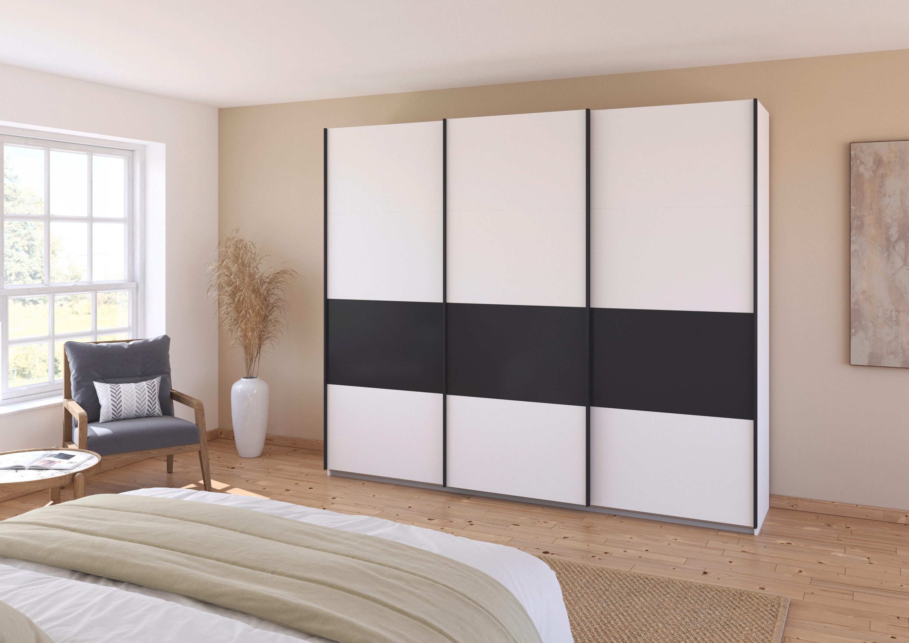 rauch Schuifdeurkast Kledingkast Kast Garderobe CORTONA inclusief indeling, 2 stoffen dozen en extra planken