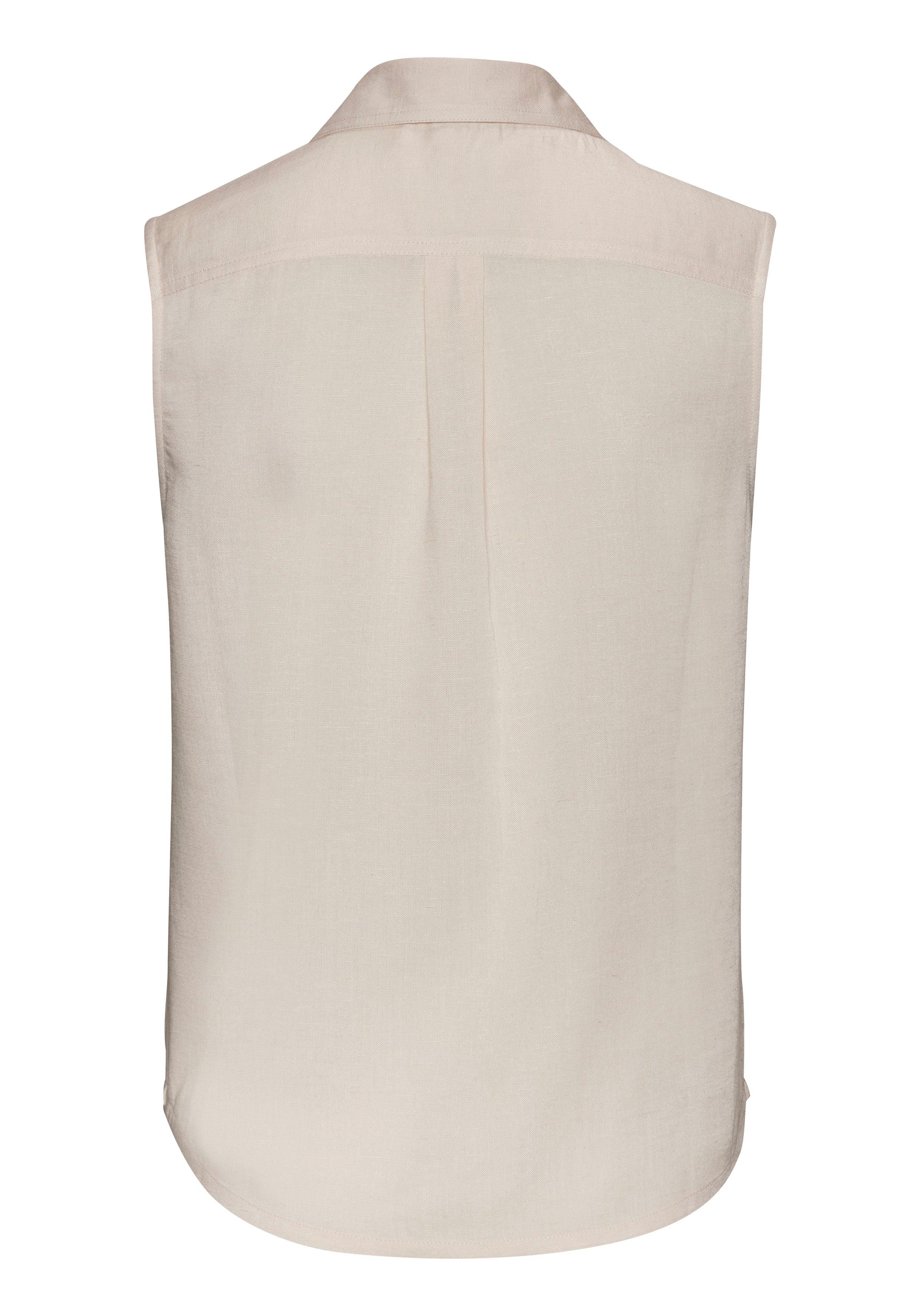 Lascana Top van zachte geweven stof met linnenpercentage damesblouse met overhemdkraag