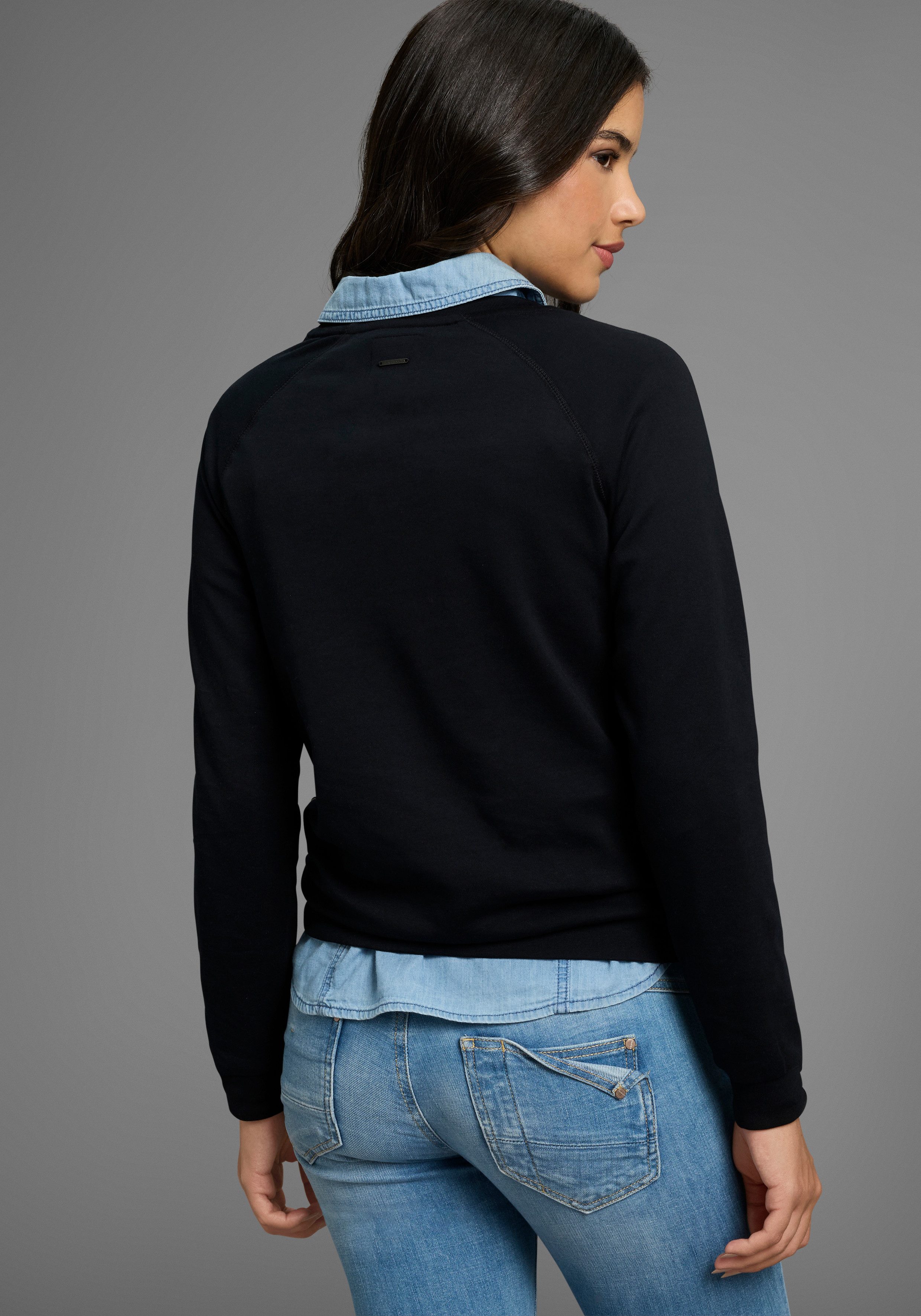 KangaROOS Sweatshirt Lange mouwen, figuurvolgende snit, met print, ronde hals