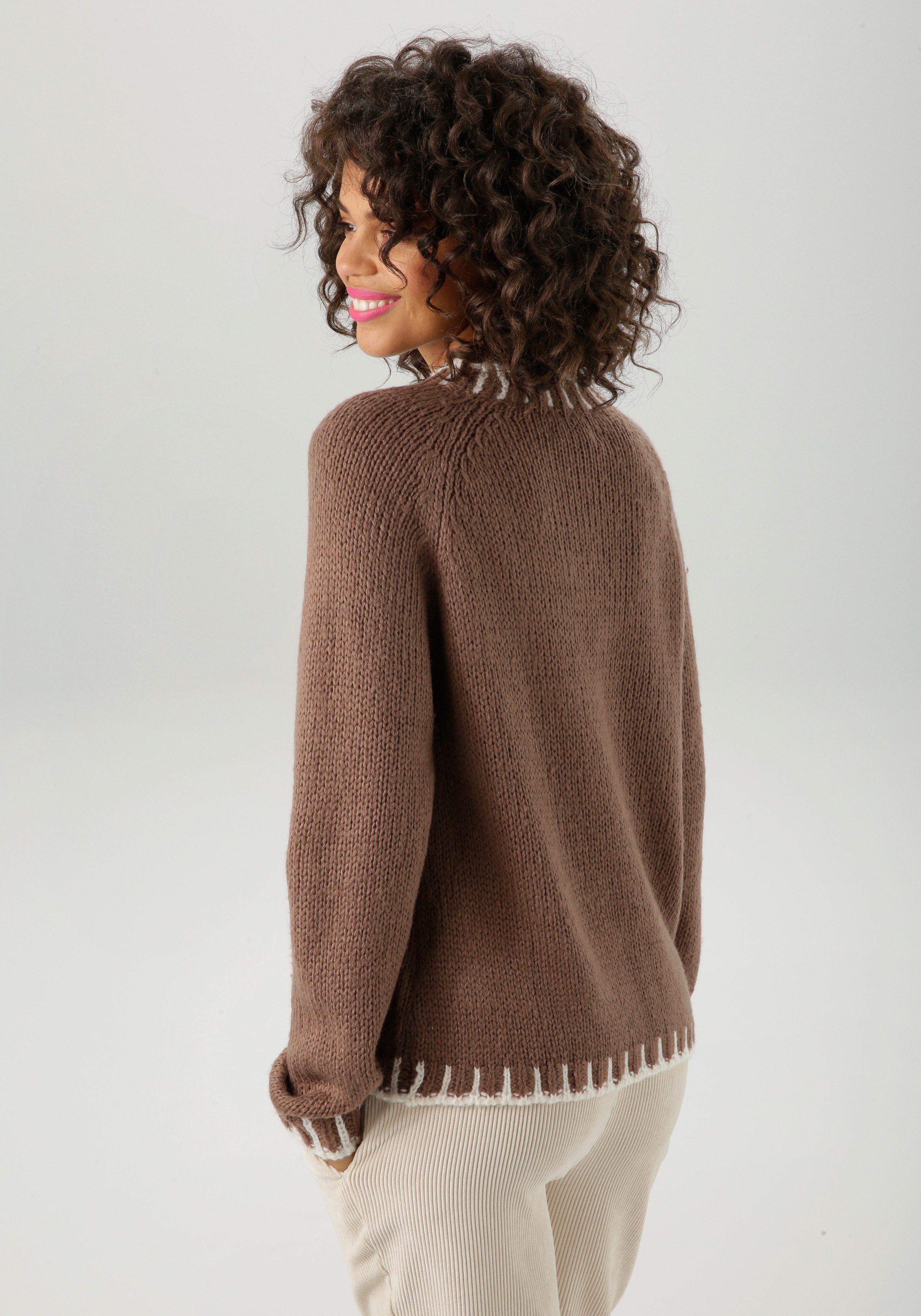 Aniston CASUAL Gebreide trui met gedessineerde boorden - nieuwe collectie