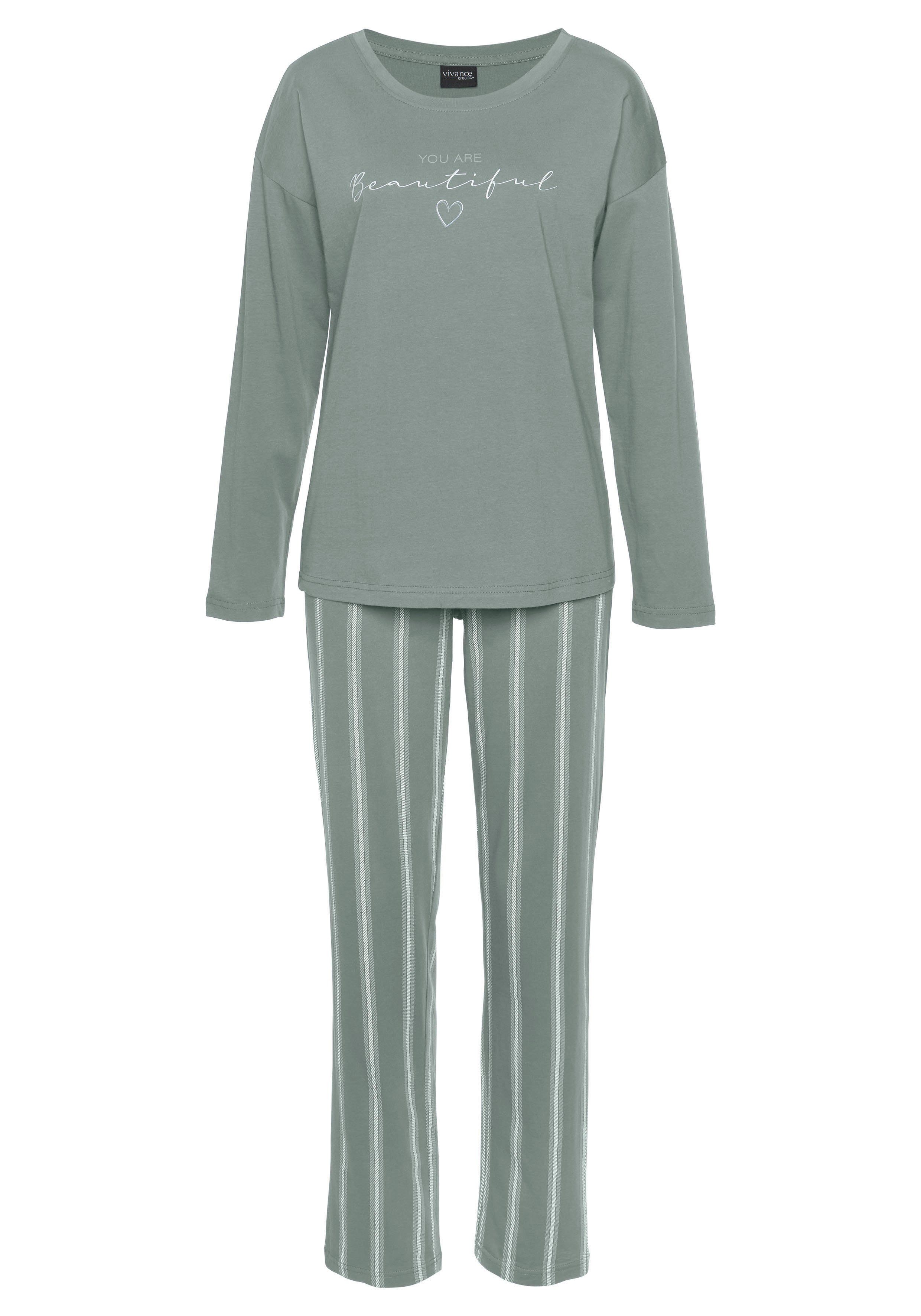 Vivance Dreams Pyjama met frontprint (2-delig, 1 stuk)