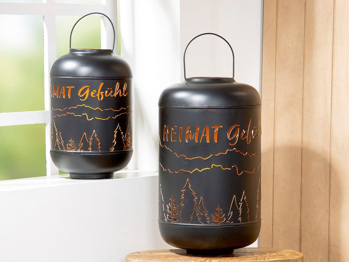 GILDE Lantaarn met kaars Thuisgevoel, met uitgestanste motieven Kaarsenhouder van metaal, lantaarn, kerstdecoratie (1 stuk)