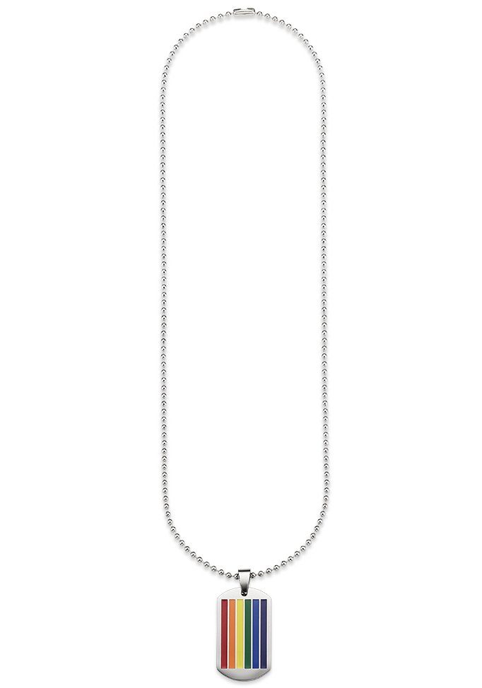 Bruno Banani Ketting met hanger Sieraad Geschenk, Halsketting Regenboog Dog Tag Kogelketting Zilver