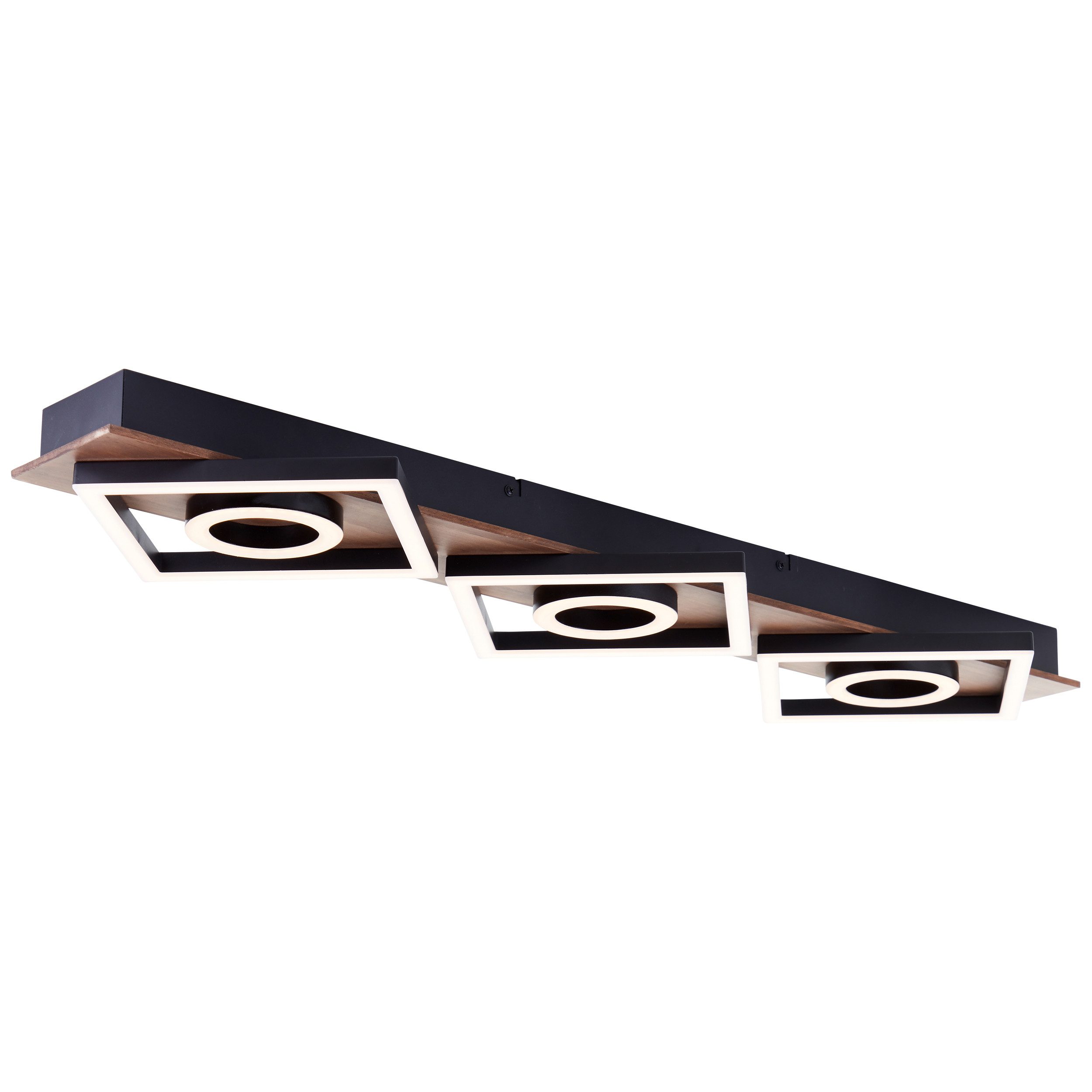 Brilliant Leuchten Led-plafondlamp Maureen 88 x 28 cm, 3900 lumen, 3-traps dimbaar, 3000 k, metaal/hout (1 stuk) plafondlampen zwart