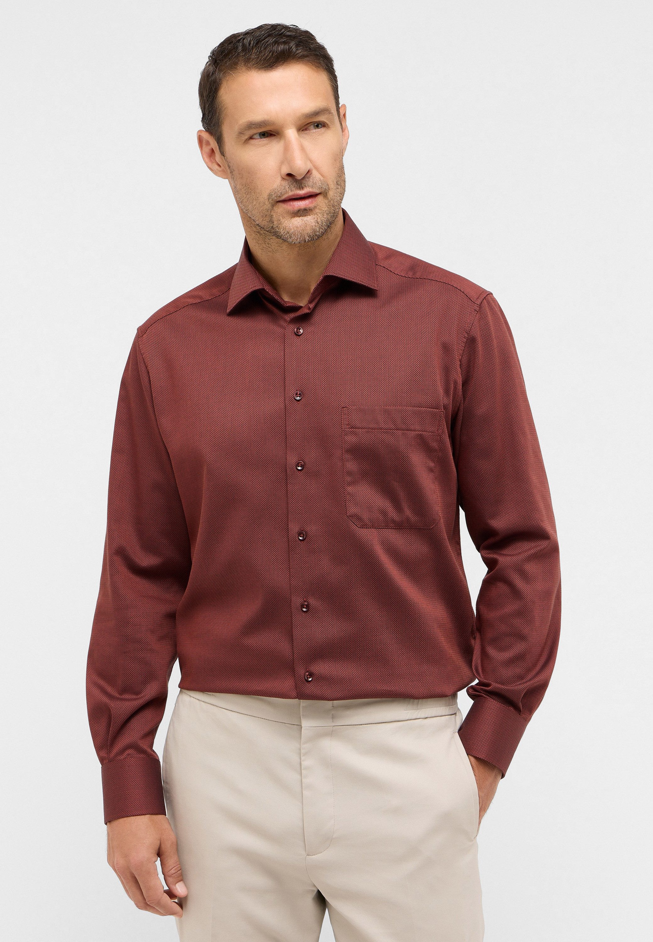 Eterna Overhemd met lange mouwen Comfort fit NON IRON (strijkvrij) heren overhemden maat 45 rood