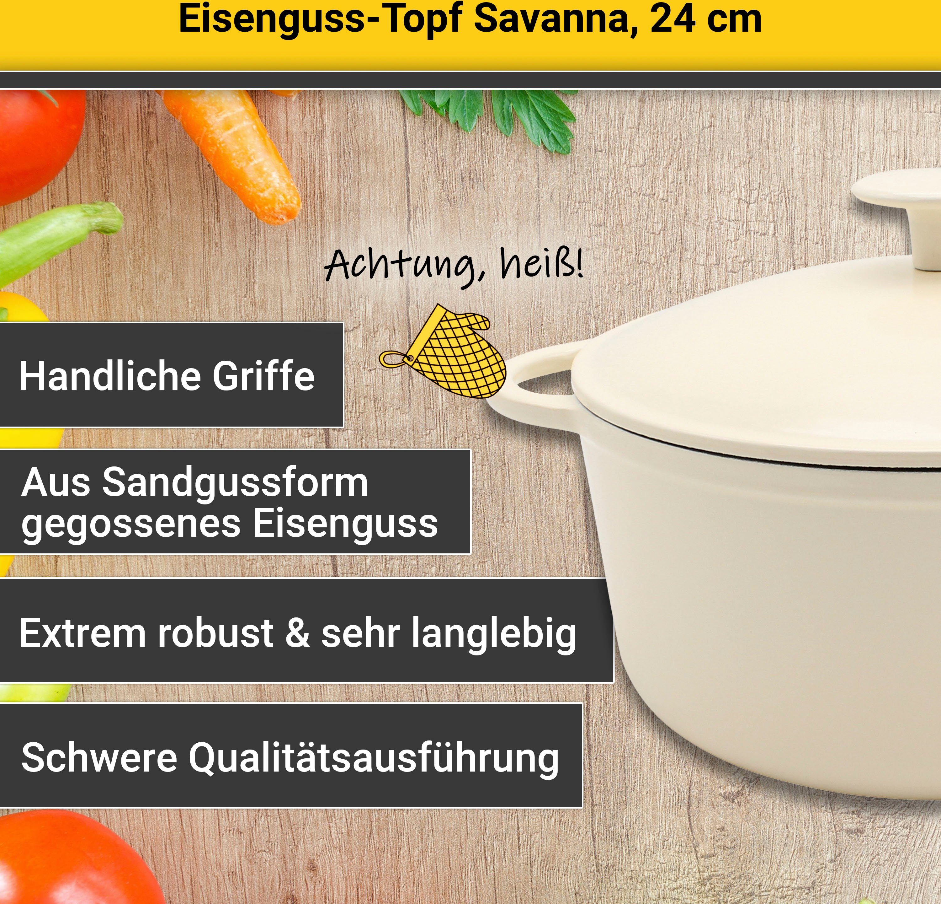 Krüger Braadpan Gietijzeren braadpan met deksel SAVANNA, 24 cm