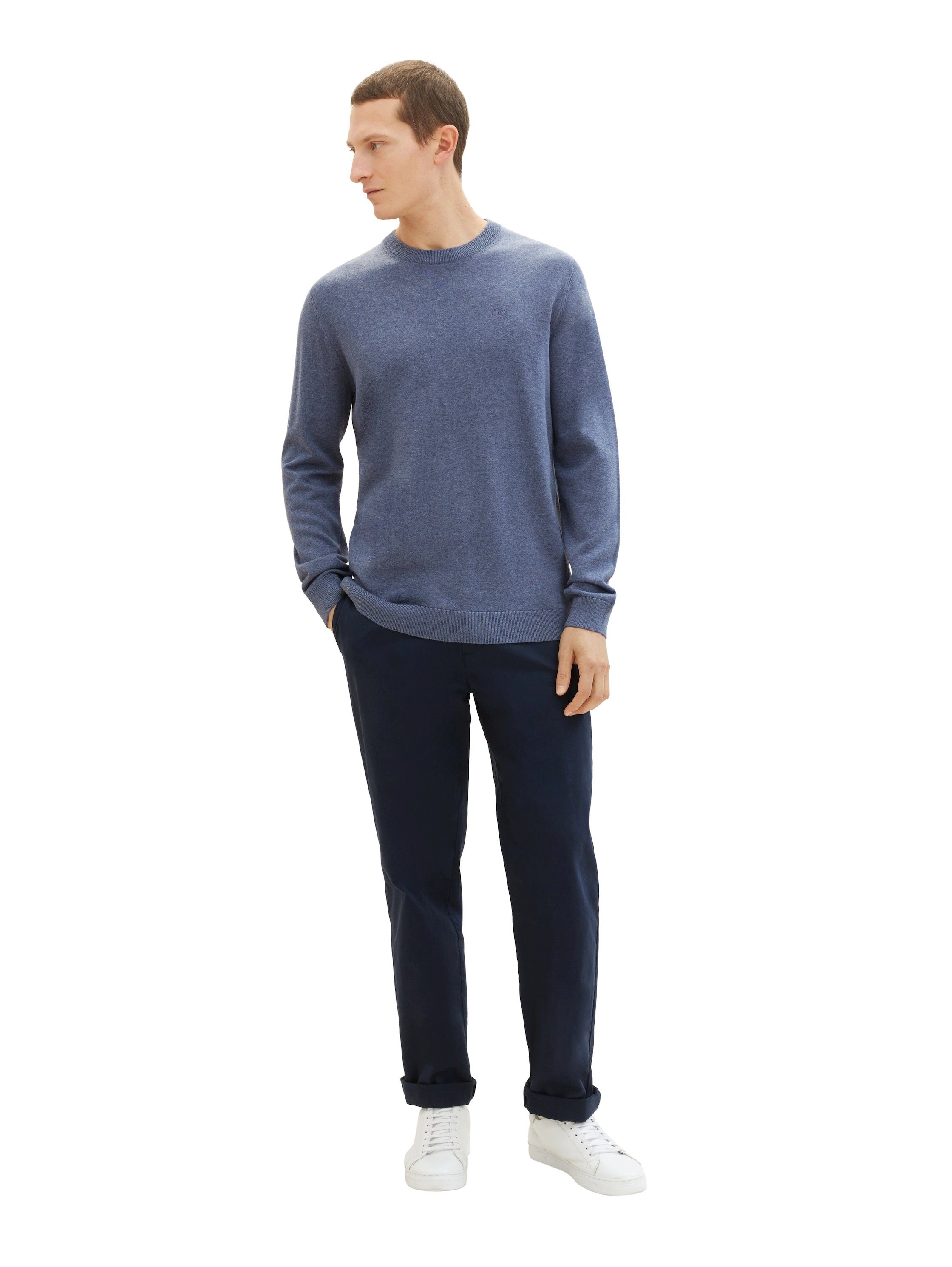 Tom Tailor Trui met ronde hals met geborduurd logo