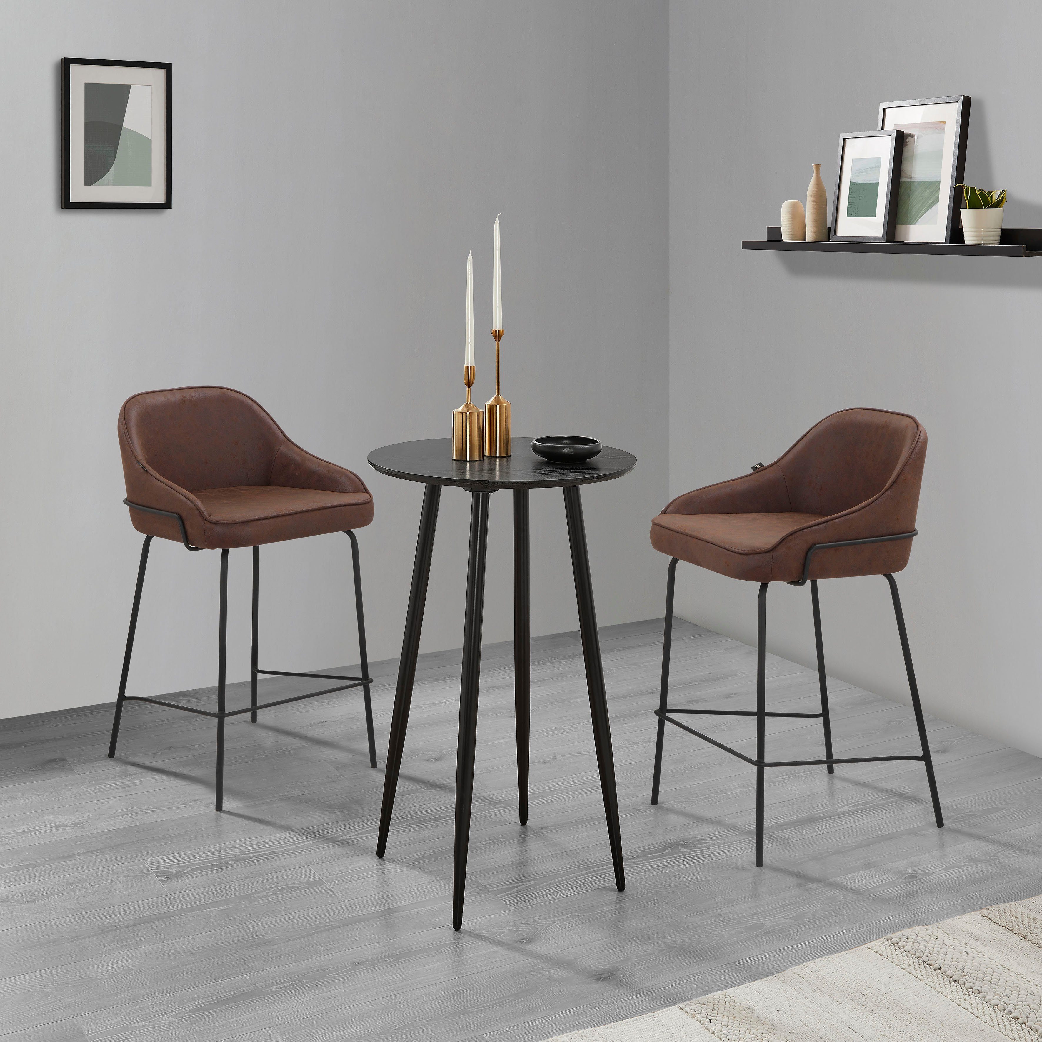 Leonique Stoel met 4 poten Puant met stof van polyester/gerecycled polyester, zithoogte 65 cm (2 stuks)