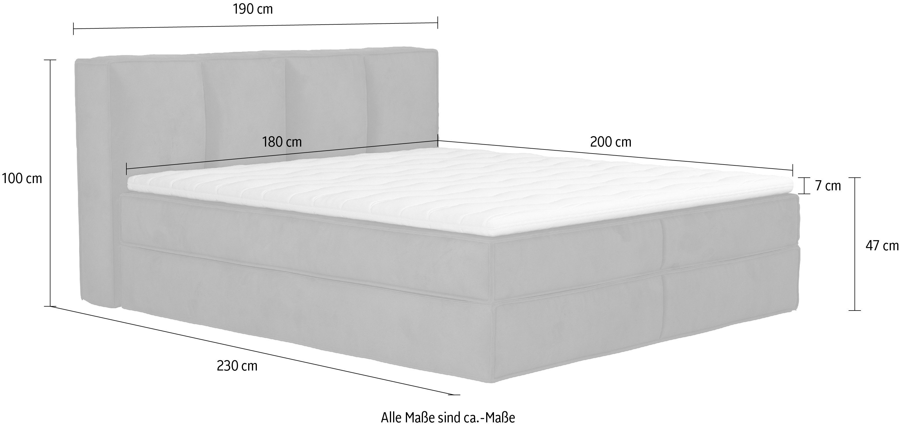 Home affaire Boxspring Milano Boxbed incl. topmatras, 2 matrassen, hardheden H2, H3 en H4 naar keuze