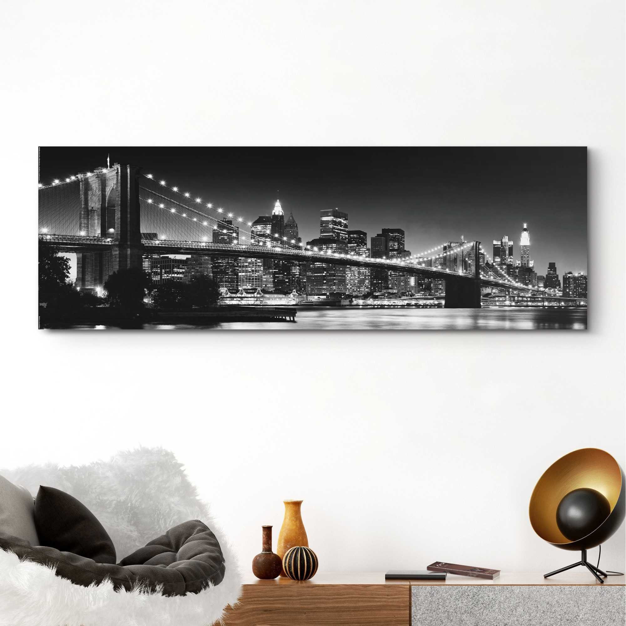 Reinders! Artprint op hout Decoratief paneel 52x156 New York - brooklyn bridge