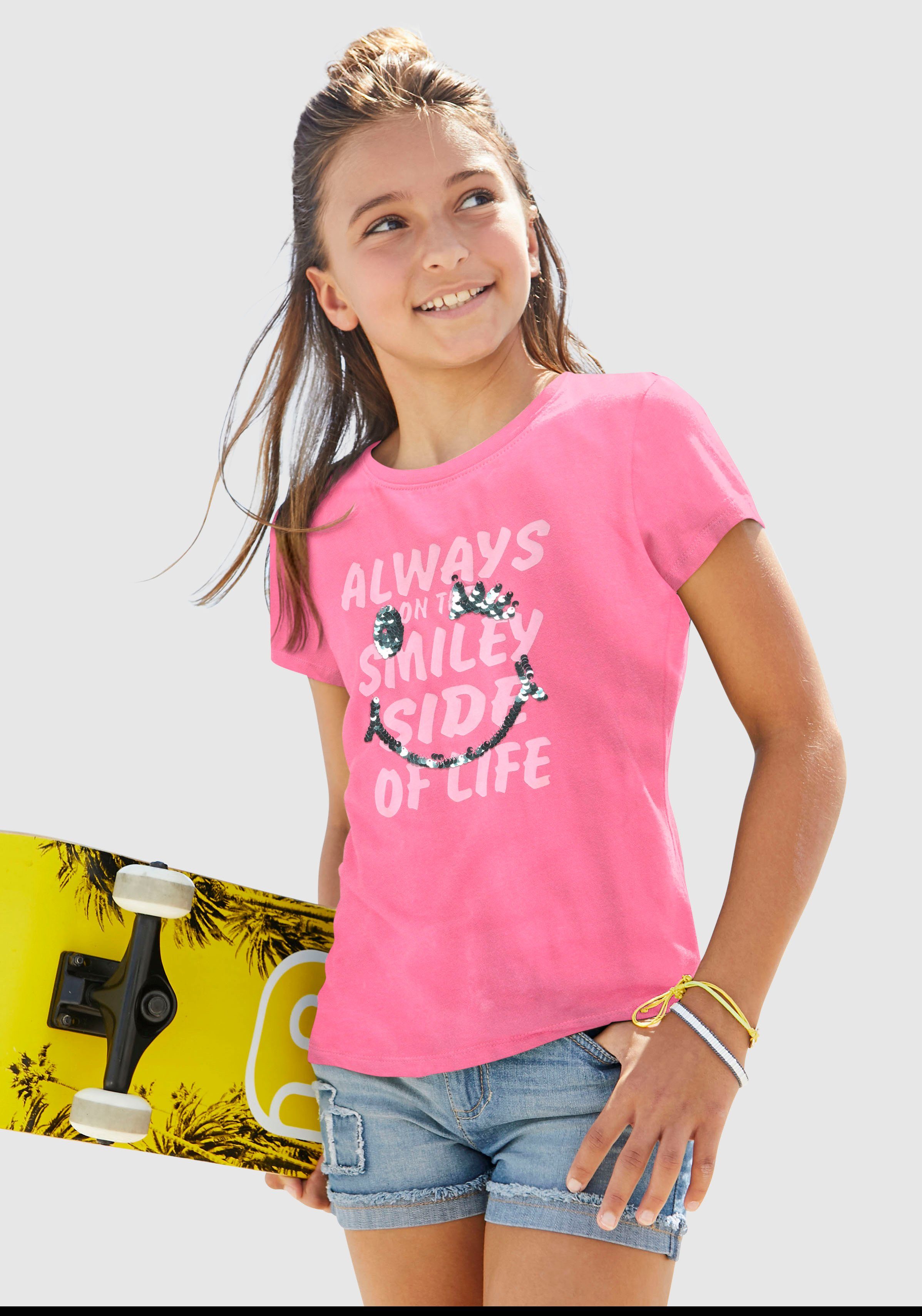 KIDSWORLD T-shirt Met changerende pailletten Korte mouwen, basic pasvorm, met pailletten, bedrukt