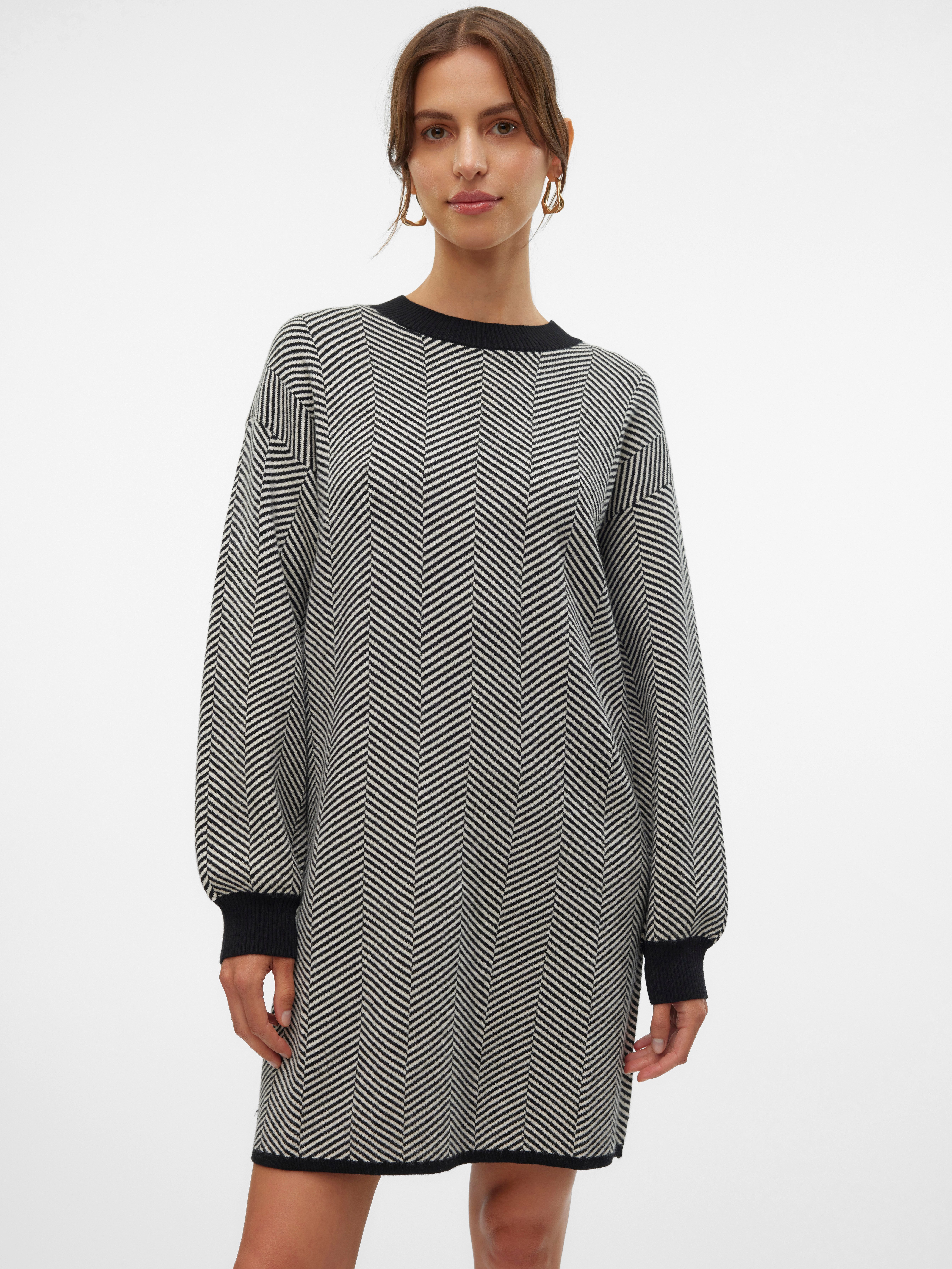 Vero Moda Gebreide jurk VMBLUSH HERRINGBONE LS O-NECK DRESS LCS