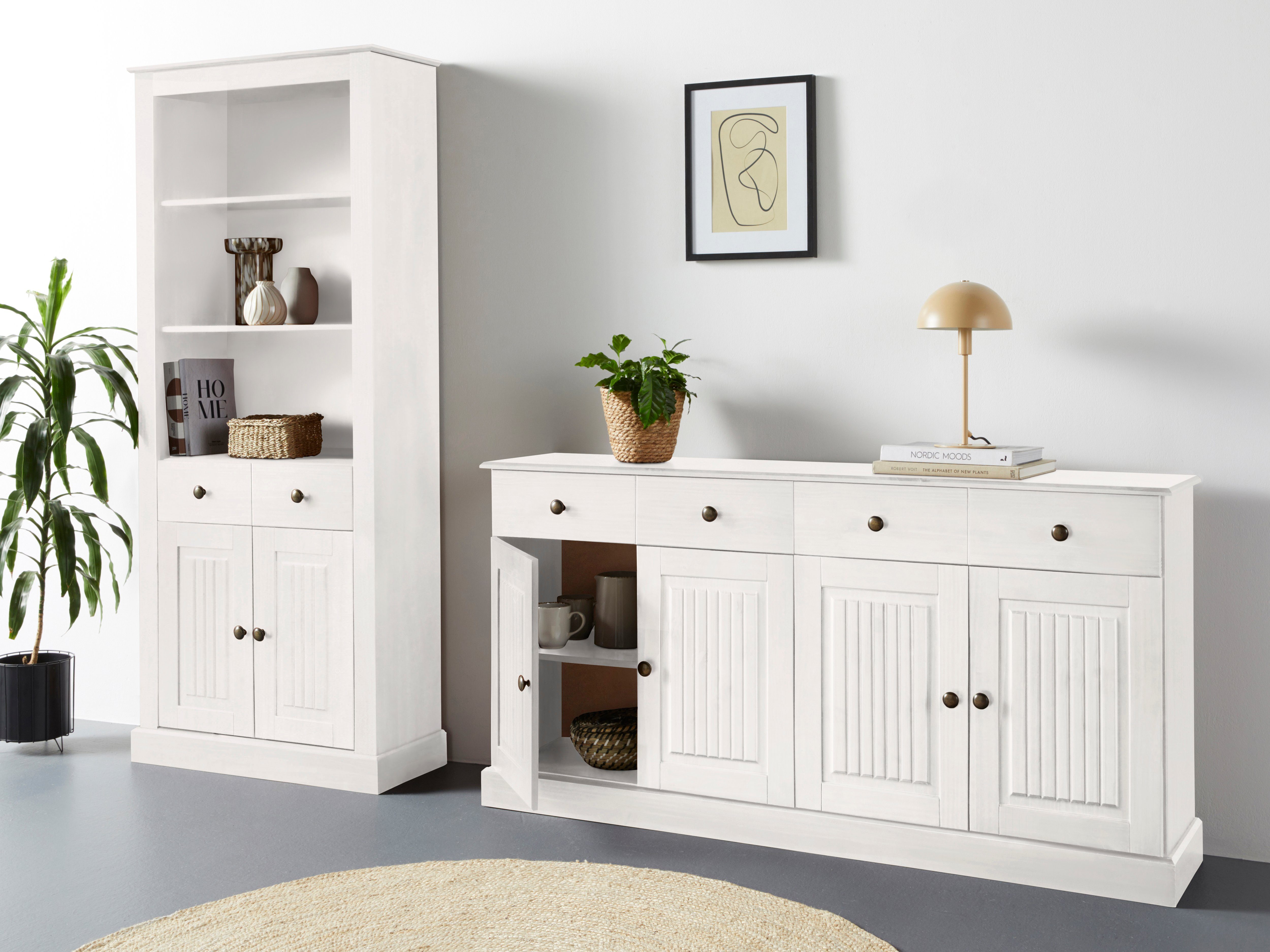 Home affaire Dressoir Liotta met 2 laden en 2 verstelbare planken, massief grenen