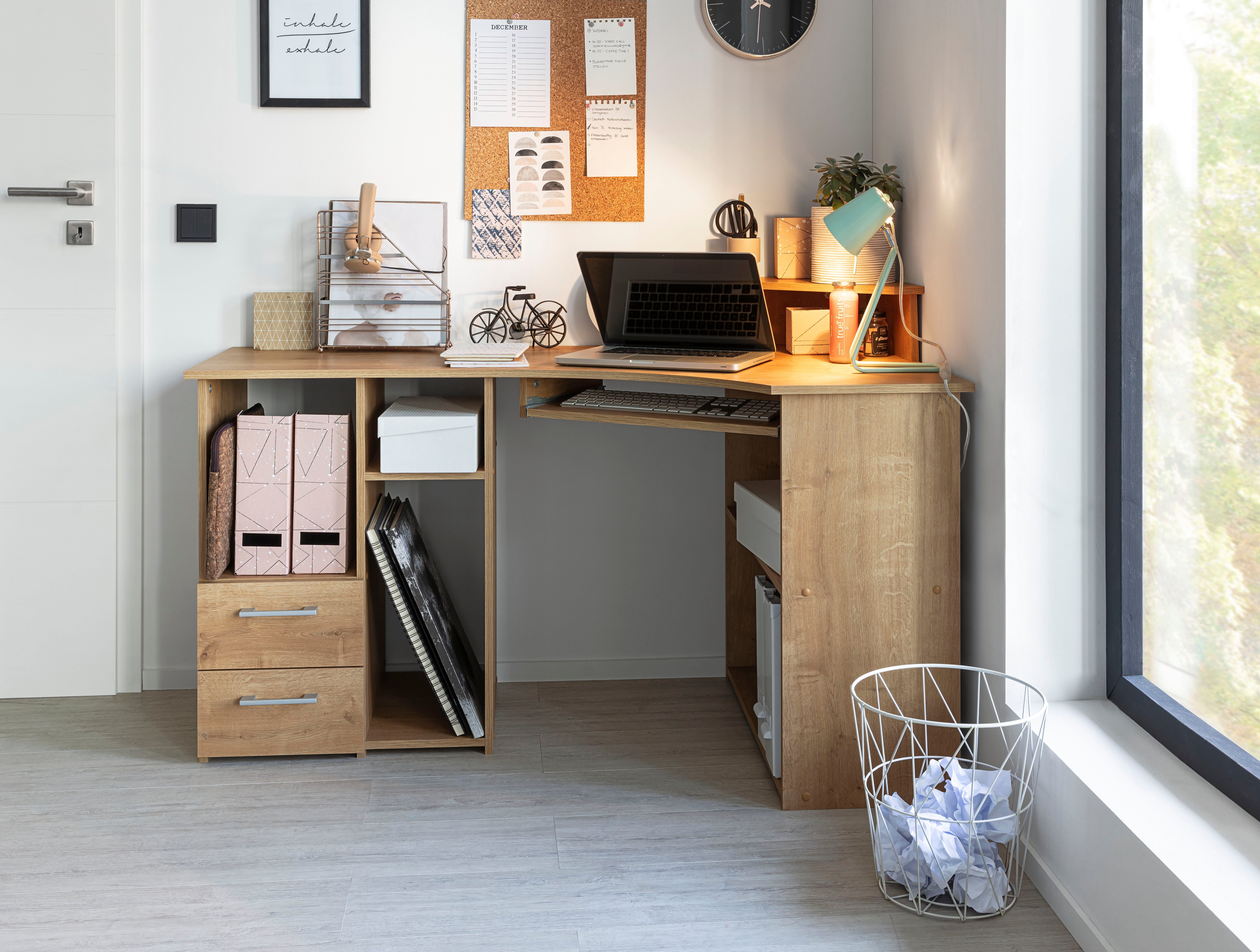 VOGL Möbelfabrik Bureau Sam Breedte 137 cm, met uittrekplank voor het toetsenbord en towervak