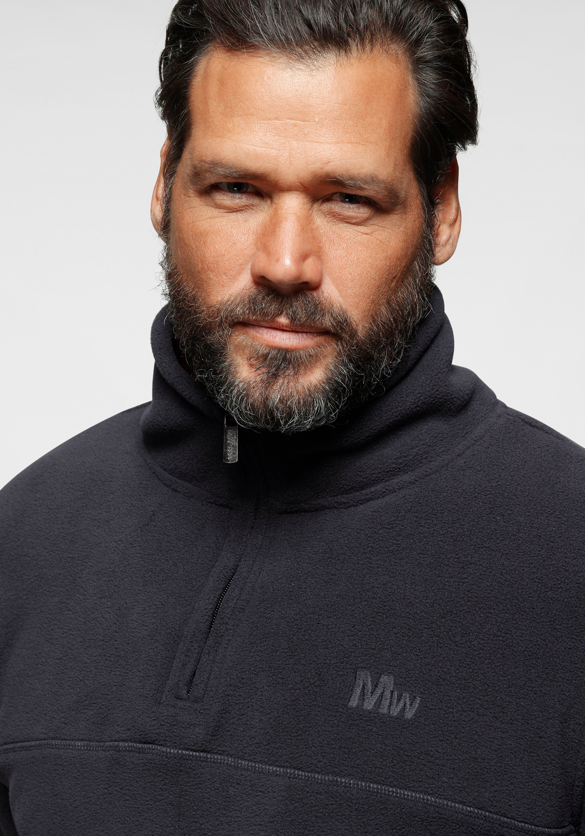 Man's World Fleecetrui Lange mouwen, met ribboordjes, met troyerkraag, voor athleisure looks