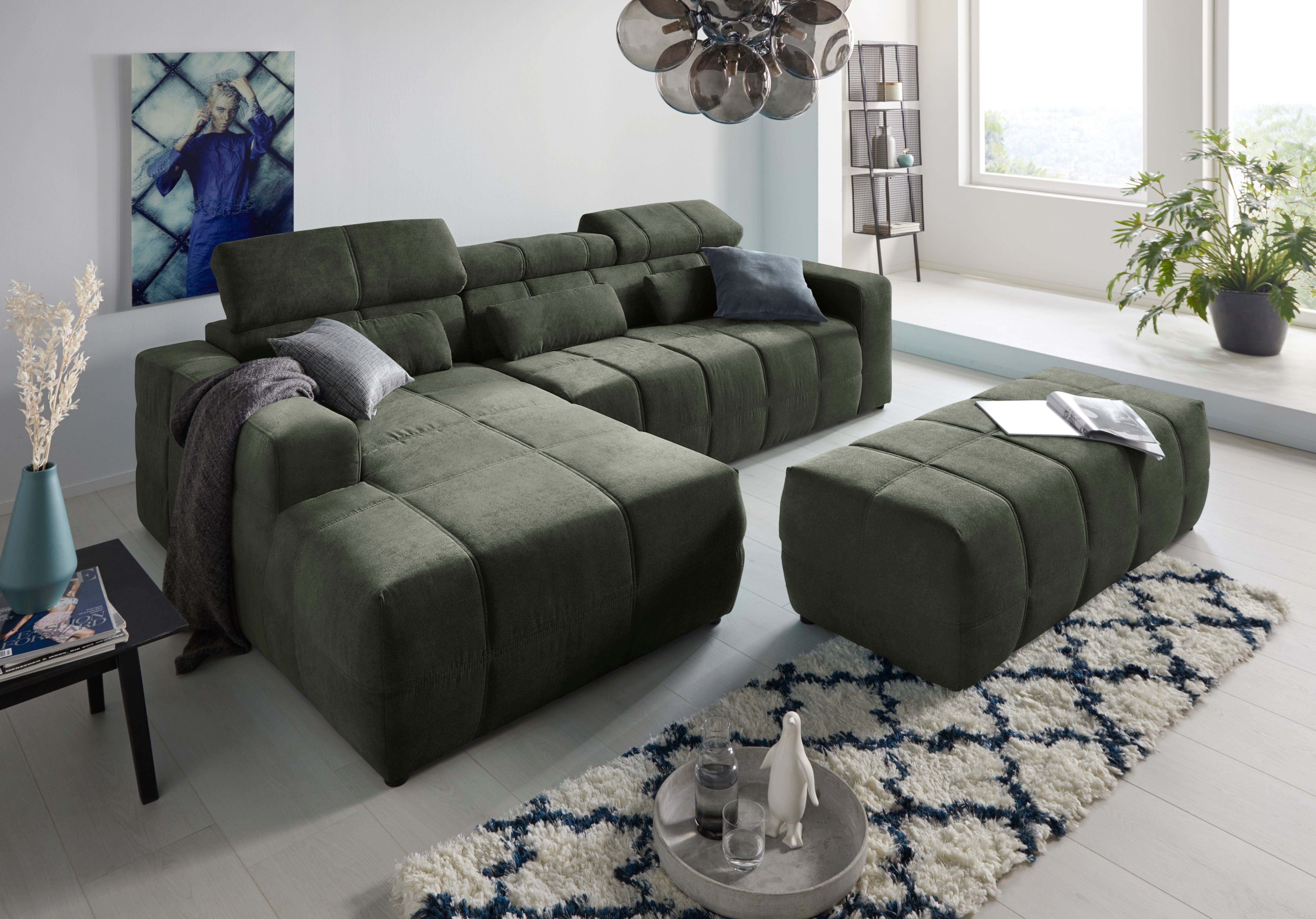 DOMO collection Hoekbank Brandon B/D/H: 289/177/80 cm, keuze met zitdiepteverstelling, L-vorm
