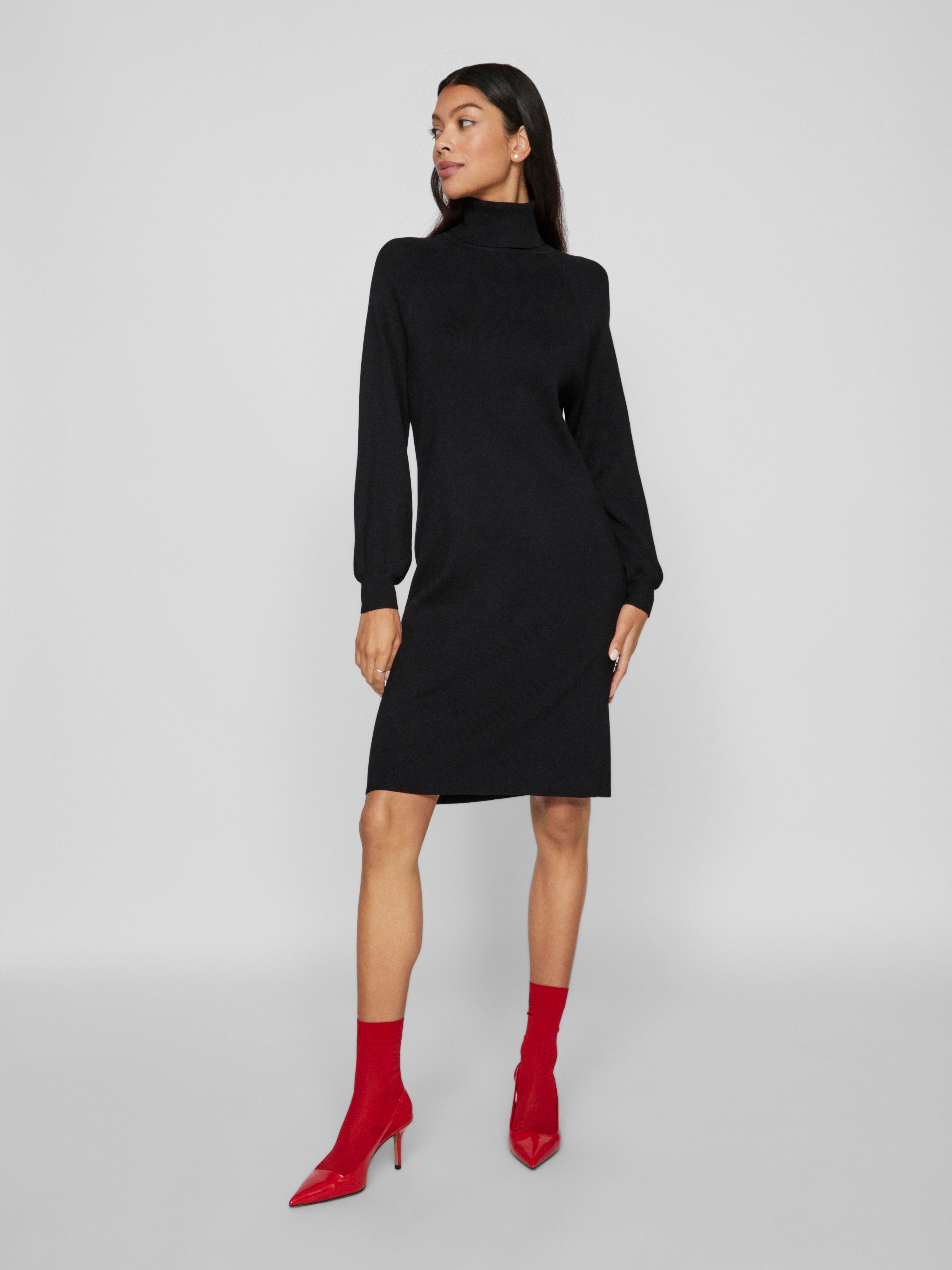 Vila Gebreide jurk VIOSTRIA ROLL NECK L/S KNIT DRESS - NOOS