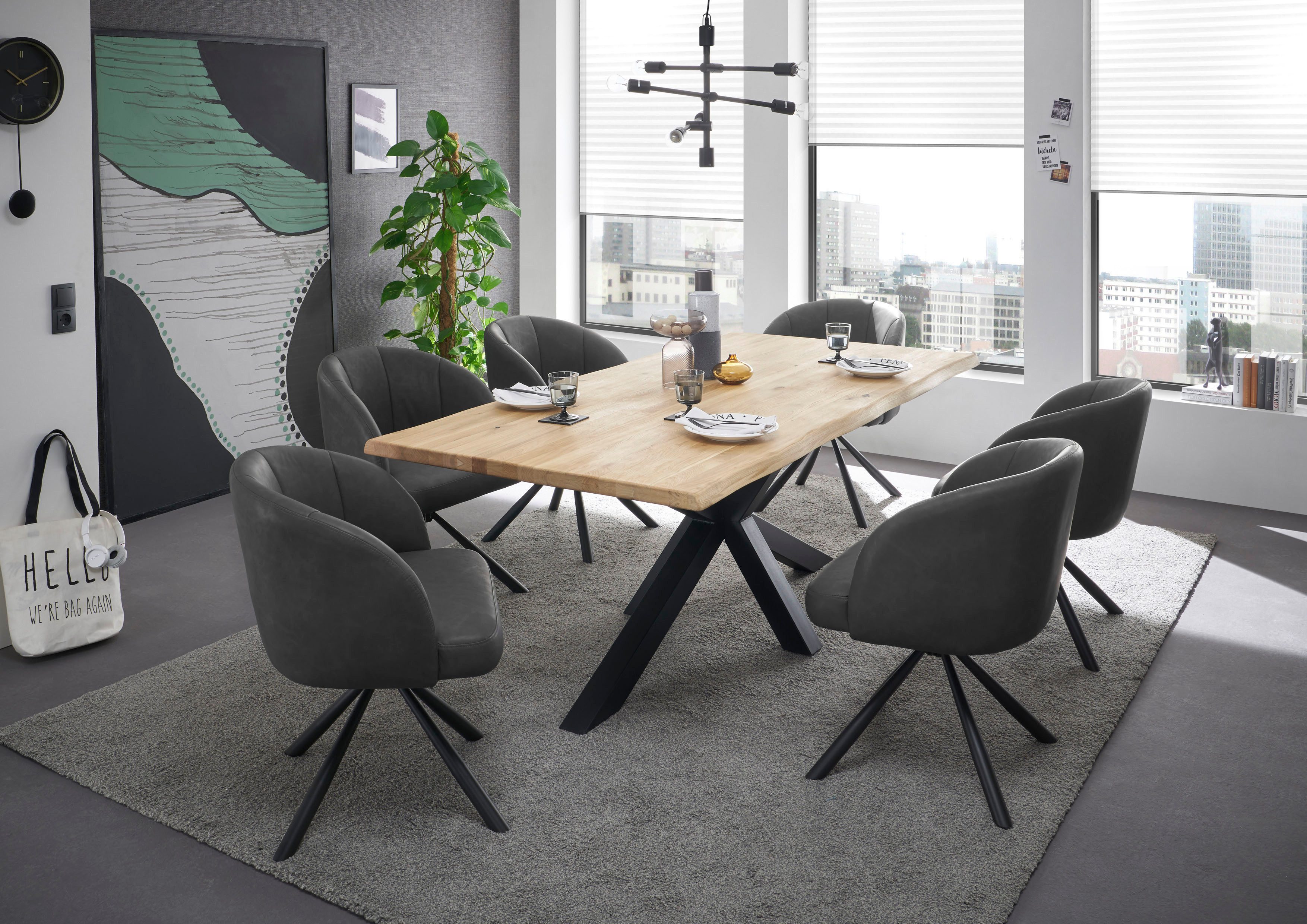 Stolkom Eettafel TOM, TOPSELLER! 200 cm breed massief eikenhout met boomrand