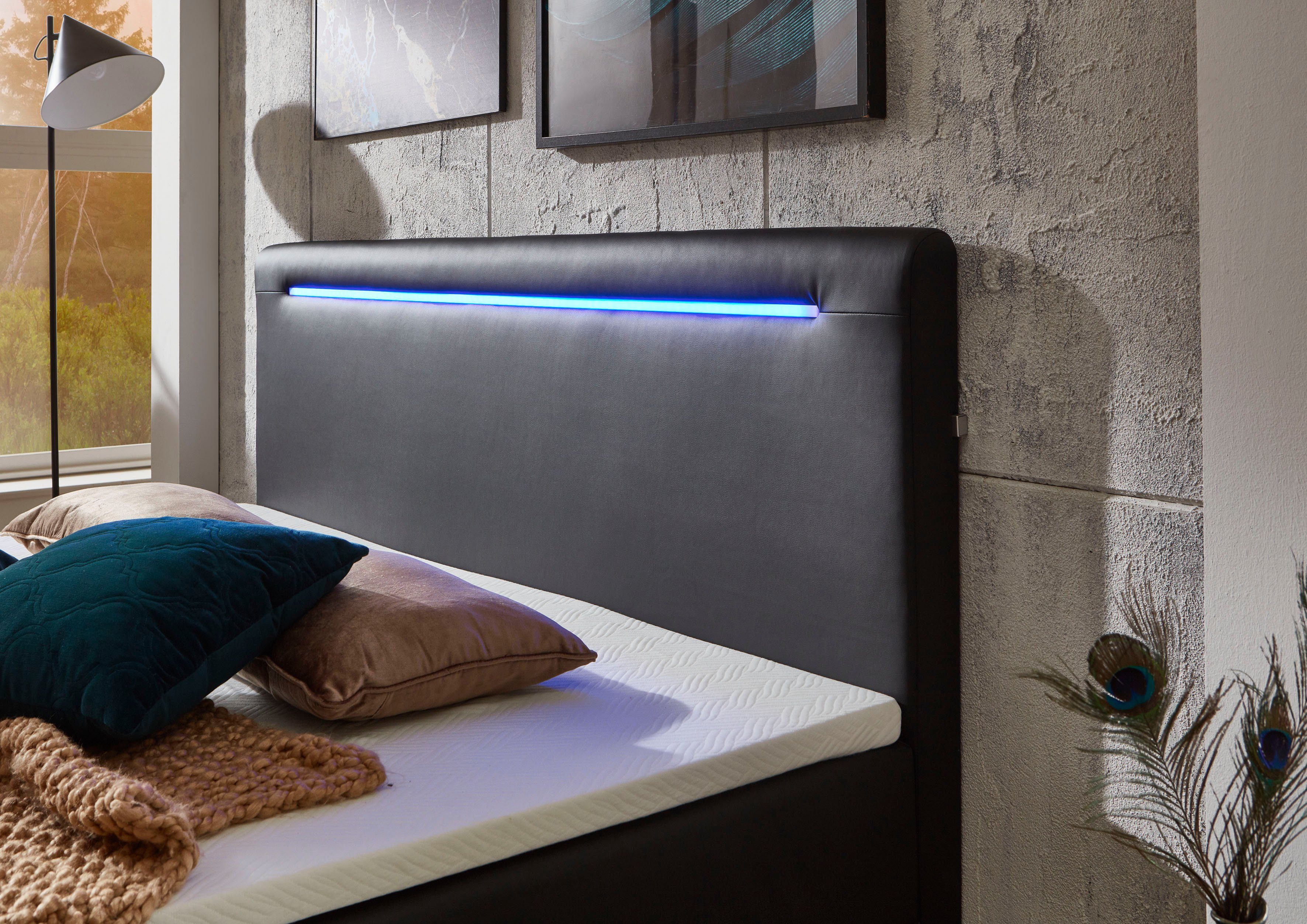 meise.möbel Boxspring Candela 2 inclusief ledverlichting in hoofdbord en poten, met bedkist en topmatras