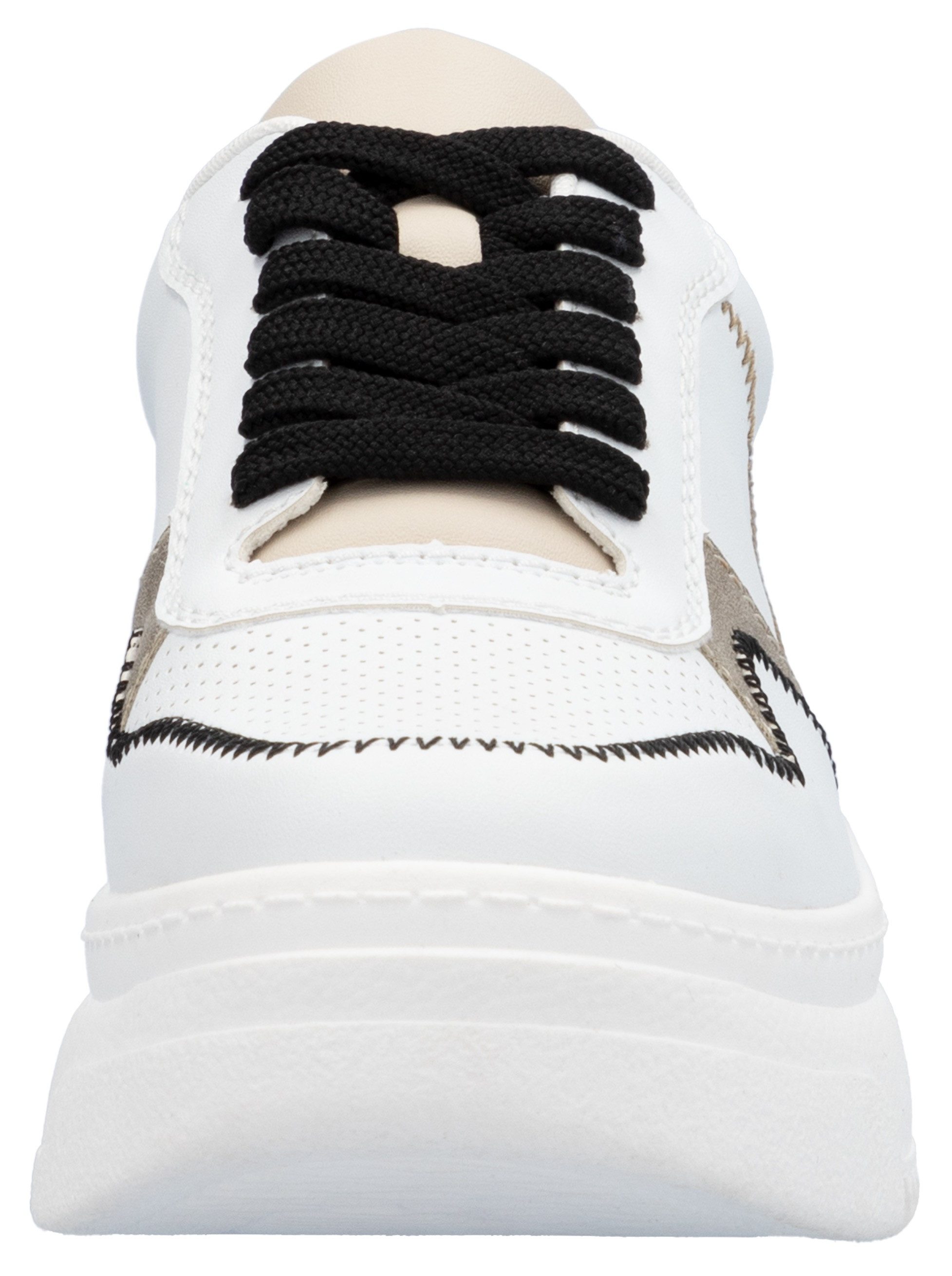Rieker Plateausneakers , sleehak sneaker, veterschoen, lage schoen met modieuze contrastdetails