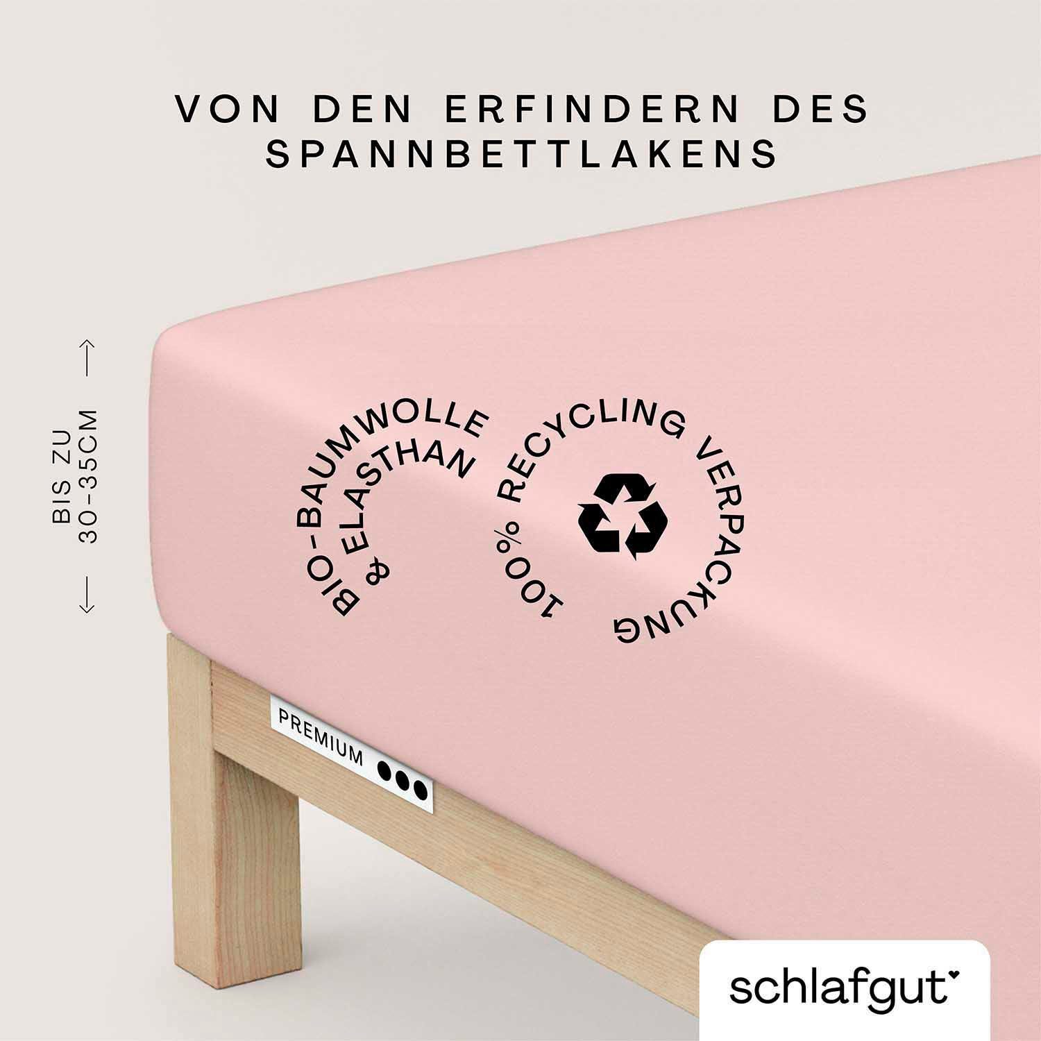 Schlafgut Hoeslaken Premium (1 stuk) hoeslakens maat 180-200 cm x 200-220 cm paars