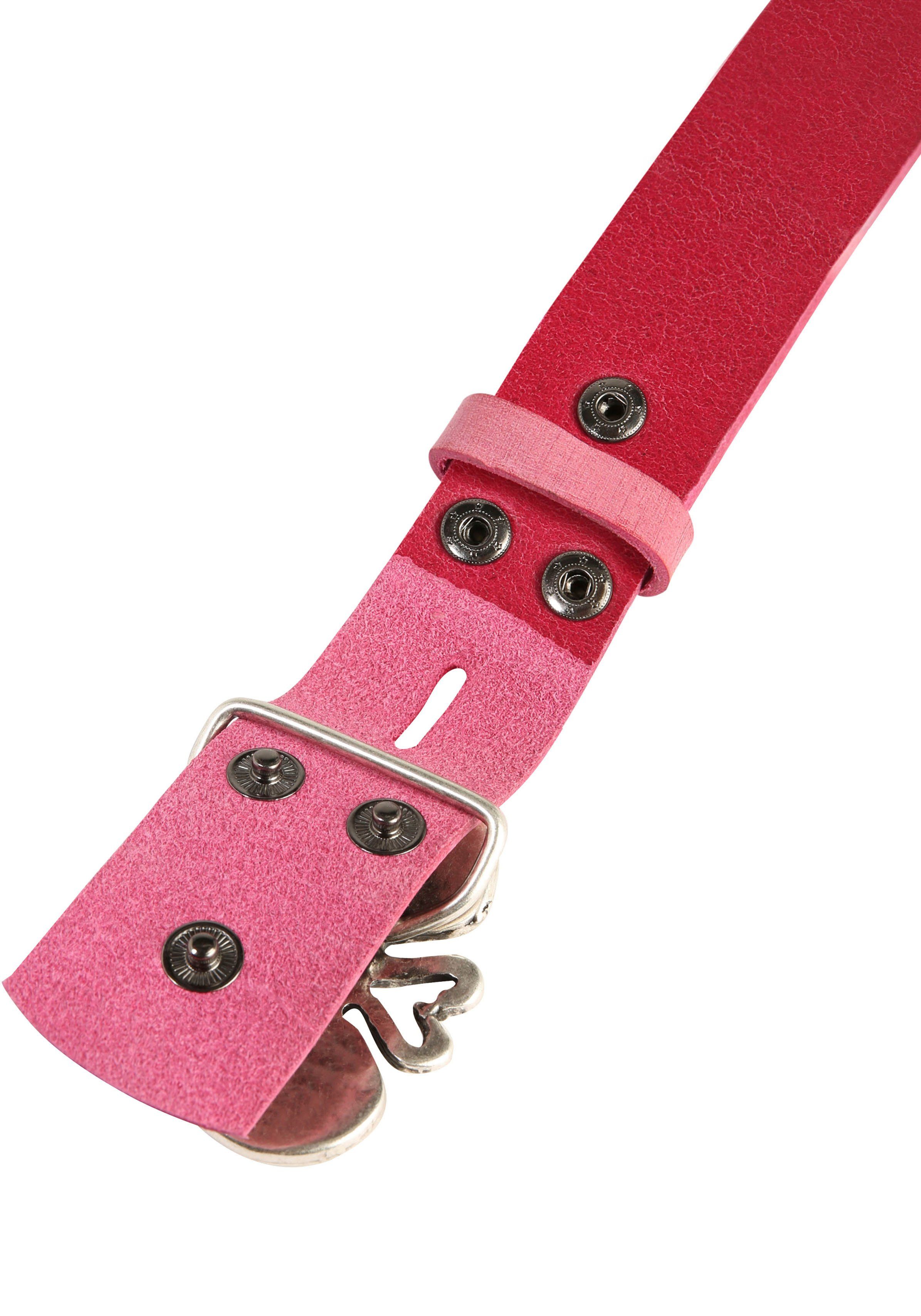 RETTUNGSRING by showroom 019° Leren riem Sluiting "Flamingohart gesloten zilverkleur met Swarovski-kristal"