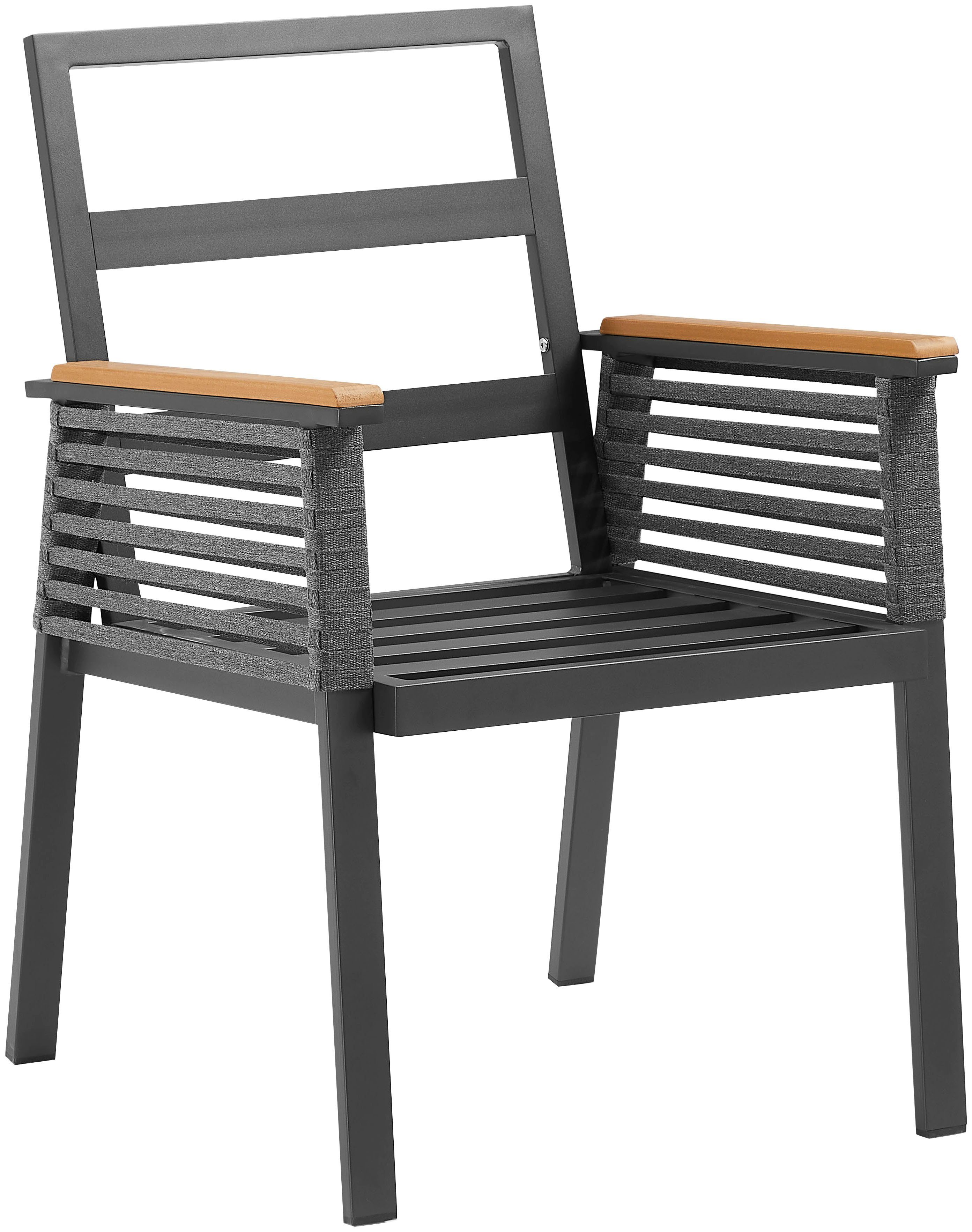 KONIFERA Tuin-eethoek Edessa, TOPSELLER! Tafelblad van aluminium latten, armleuning met touwraster & Nonwood latten (set, 19-delig)