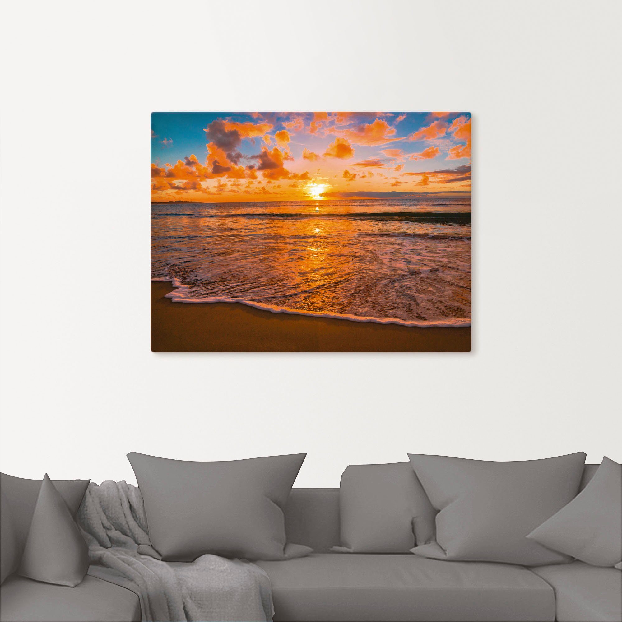Artland Artprint Zonsondergang aan het strand als artprint op linnen, poster in verschillende formaten maten