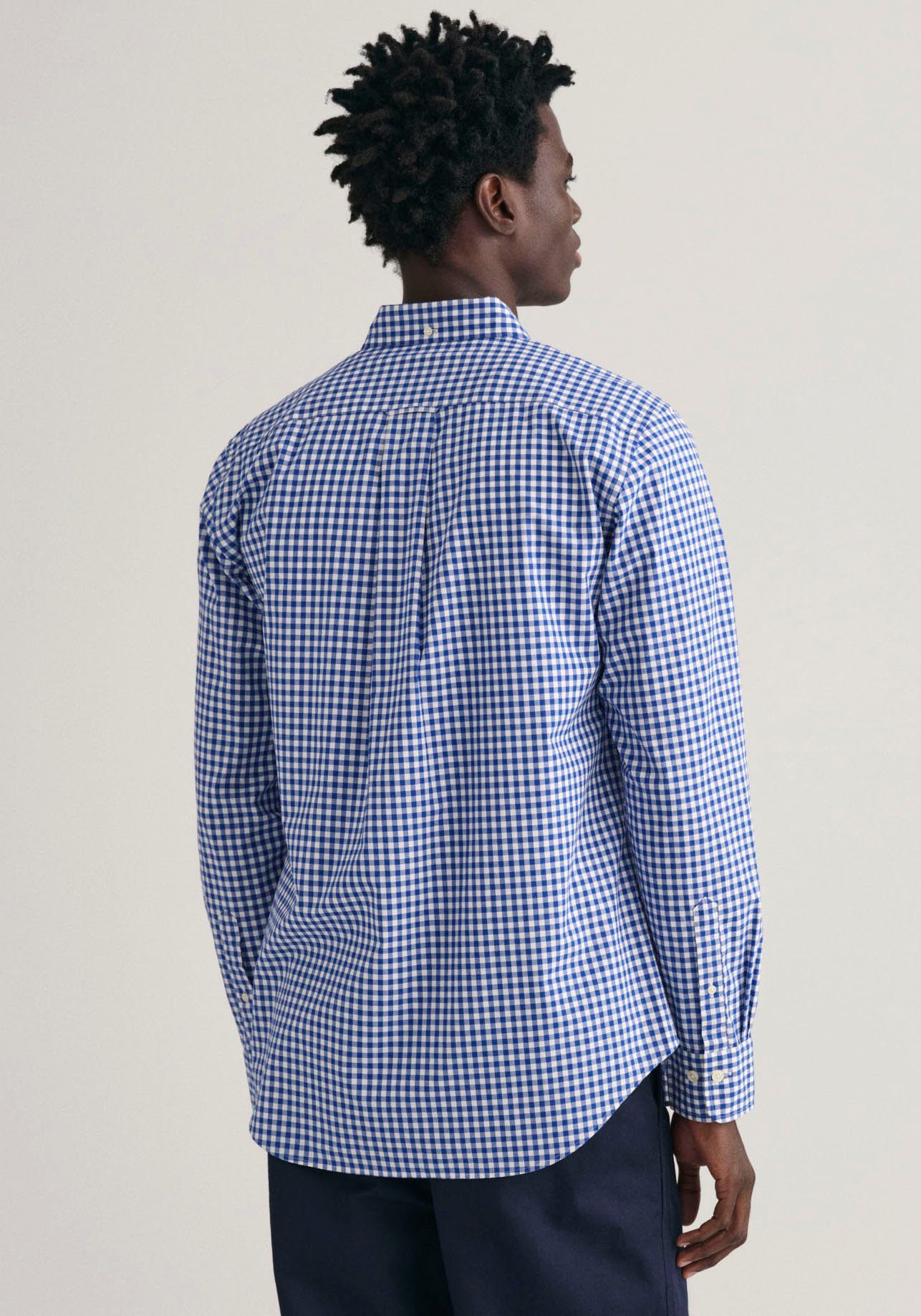 Gant Overhemd met lange mouwen REG POPLIN GINGHAM SHIRT met logoborduursel op borsthoogte