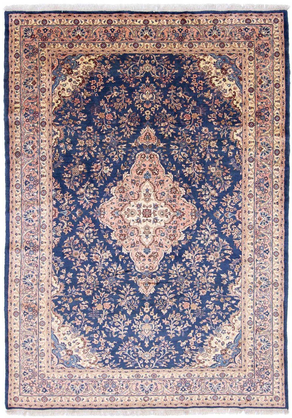 morgenland Wollen kleed Meeraban medaillon blu scuro 297 x 205 cm Uniek exemplaar met certificaat