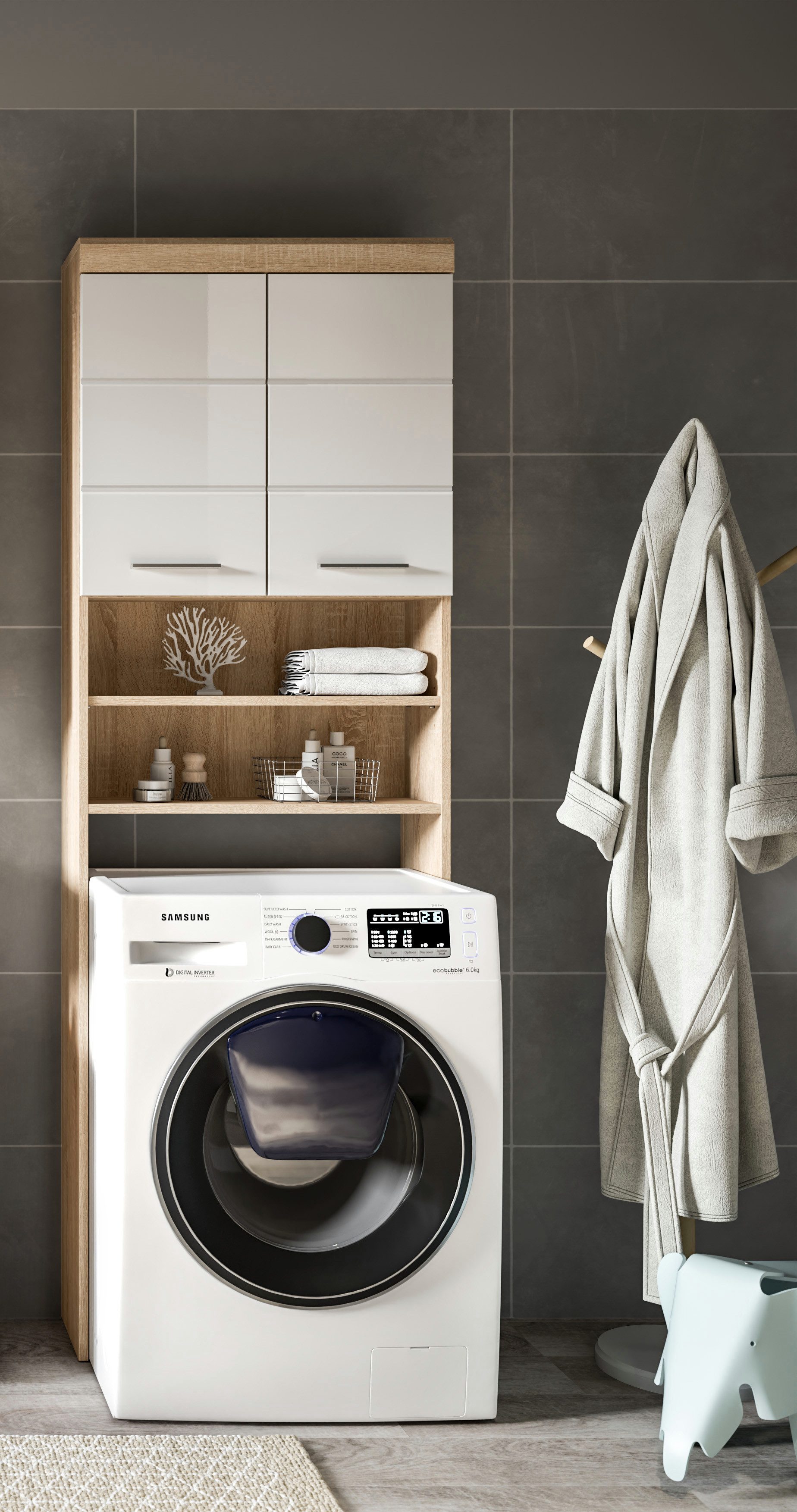 INOSIGN Kast voor wasmachine Siena, breedte 63 cm, voor wasmachine & droger, 2 deuren, MDF-front