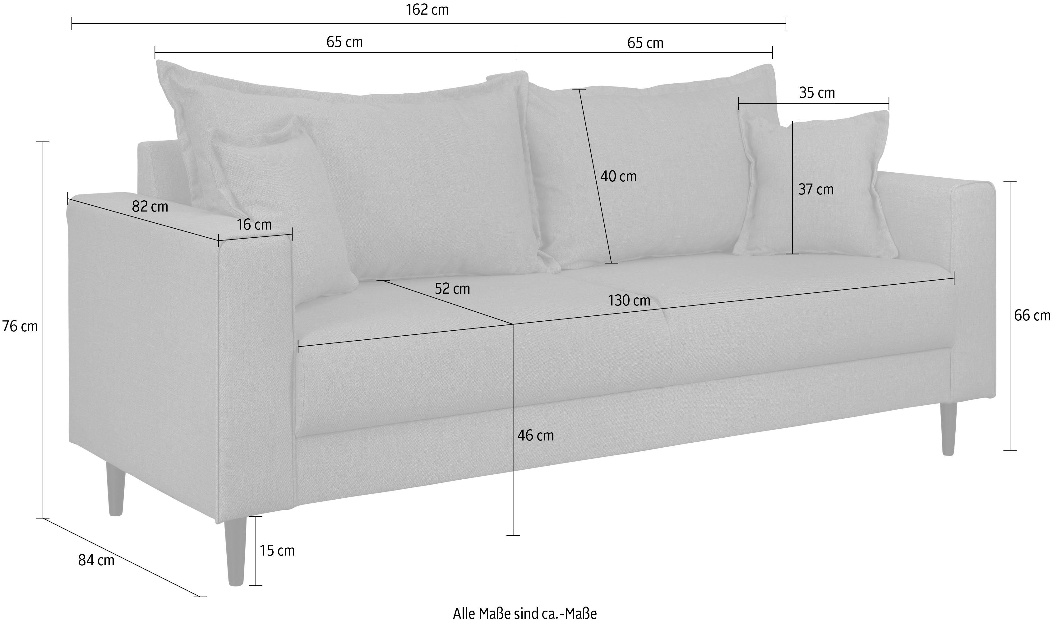Home affaire 2-zitsbank VEYRAS, hoog zitcomfort, afmetingen B/D/H: 162/84/76 cm