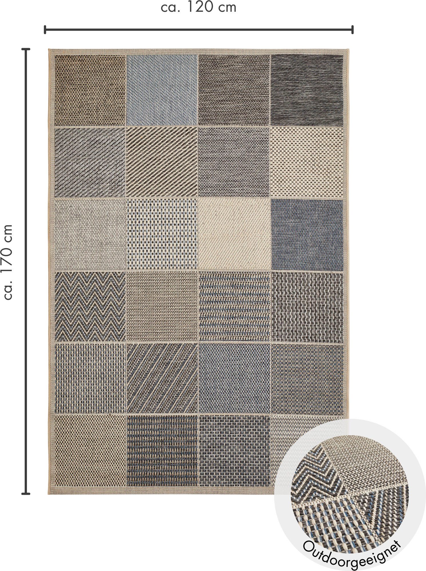 Andiamo Vloerkleed Clyde 2 Platweefsel, patchworkdesign, geschikt voor binnen en buiten, woonkamer